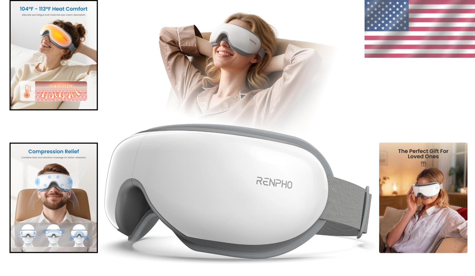 Luxury Eye Mask with Heat and Adjustable Compression – Ideal for Eye Strain