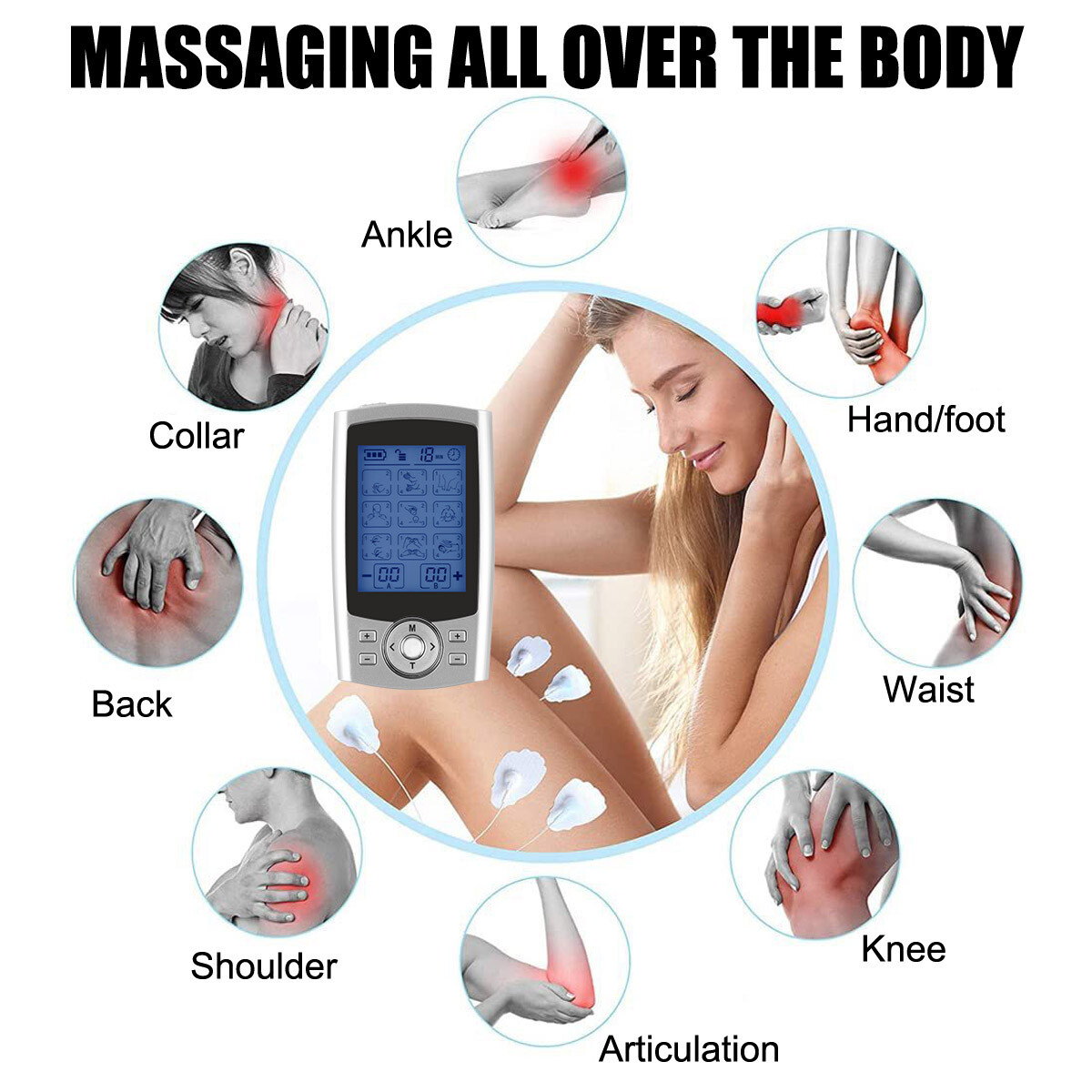 36 Modes Tens Unit Muscle Stimulator Machine Pulse Massager w/ 10 Electrode Pads