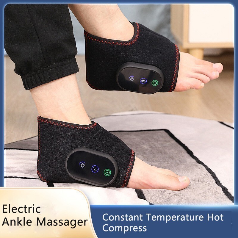 Pair Electric Foot Ankle Massager Pain Relief 3 Modes Vibration Hot Compress