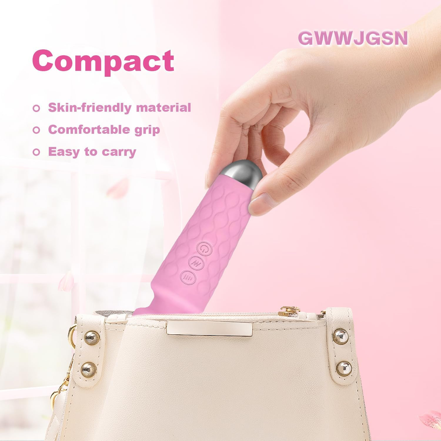 Wireless Massager – 8 Speeds, 20 Modes, 3-Sec Press to On, Muscle Relaxer (Pink)