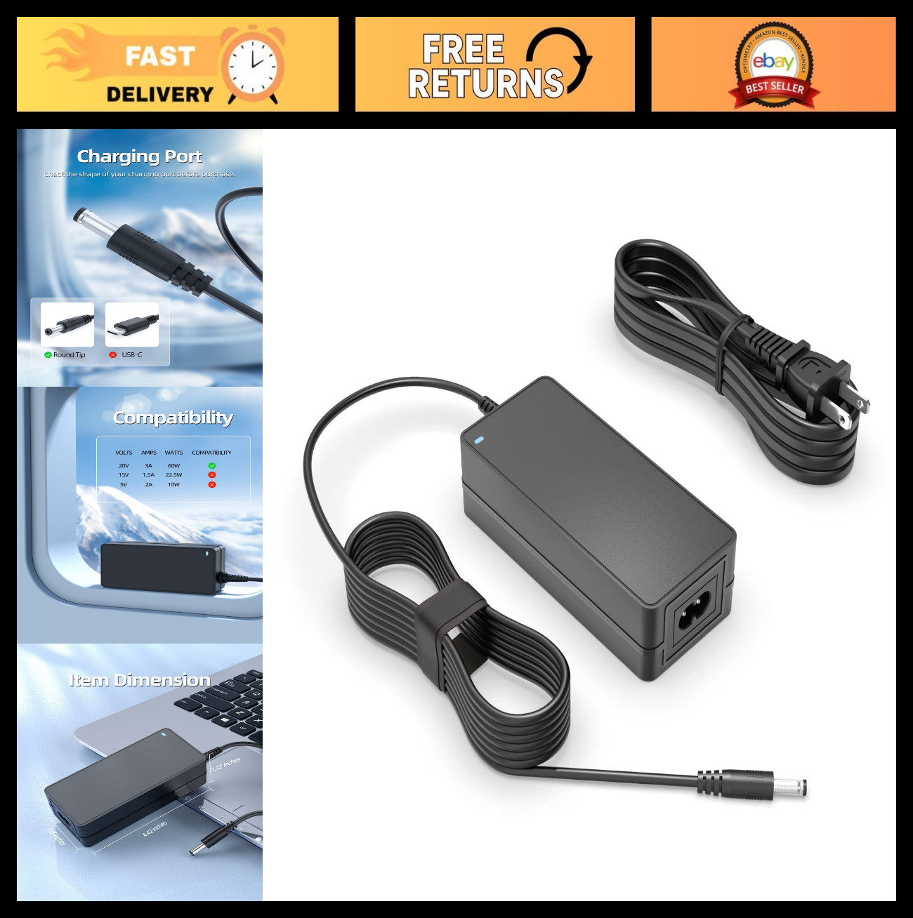 20V Massage Gun Charger for Theragun Elite Pro G4 G3 – Replacement Power Adapter