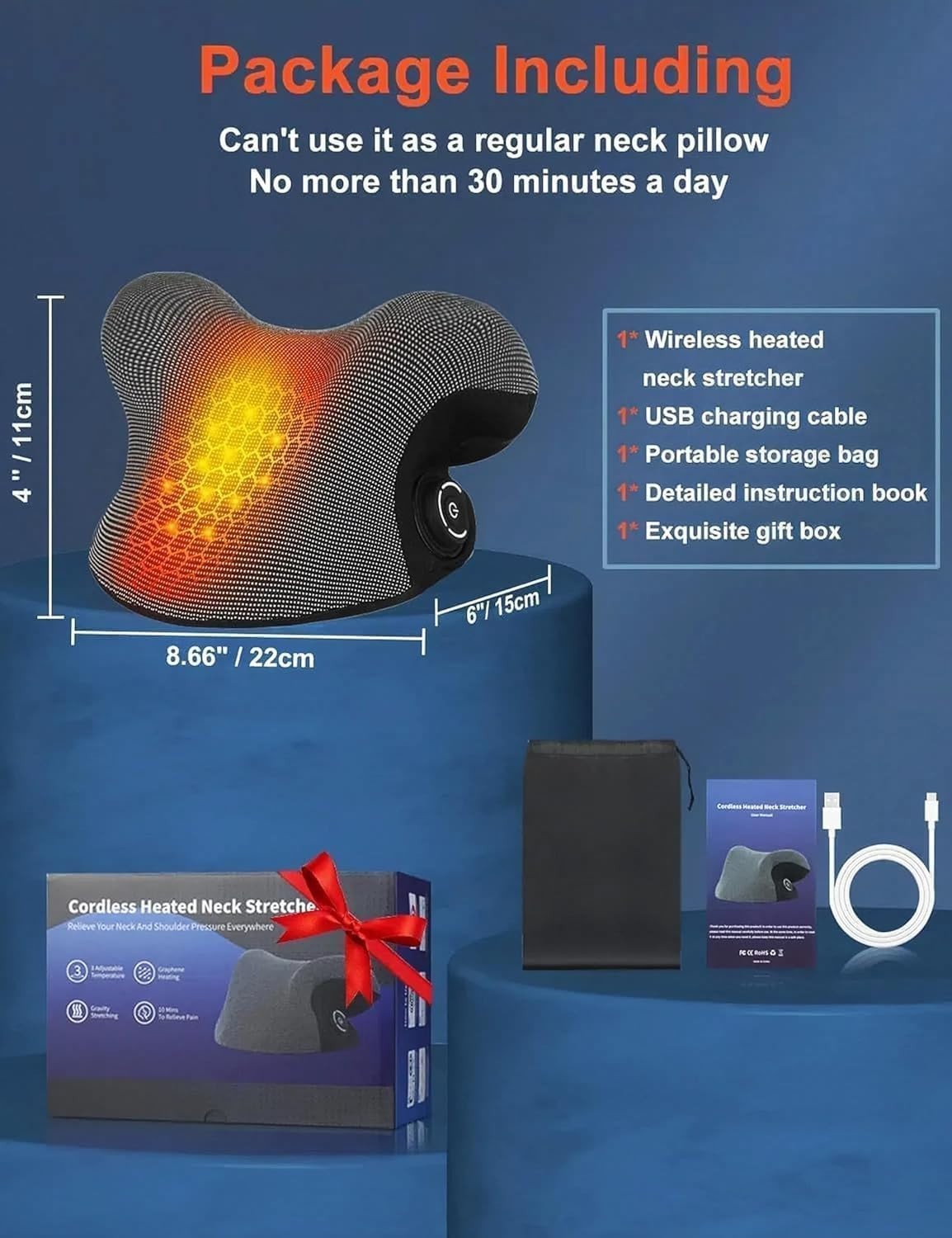 Wireless Heated Neck Stretcher for Pain Relief – Portable Cervical Traction Devi