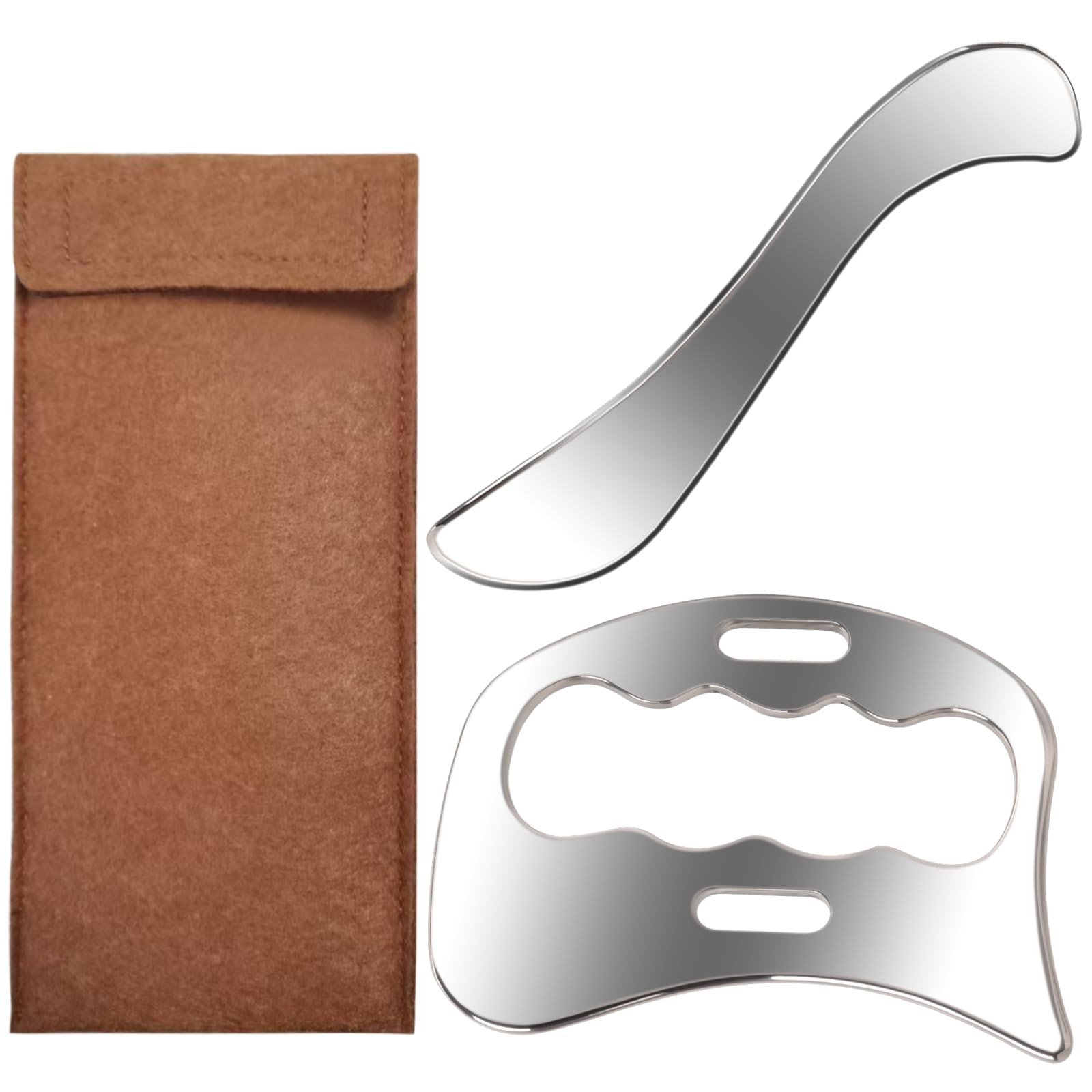 Stainless Steel Muscle Scraper Set, 2 in 1 Gua Sha Body Tool, Muscle Scraper