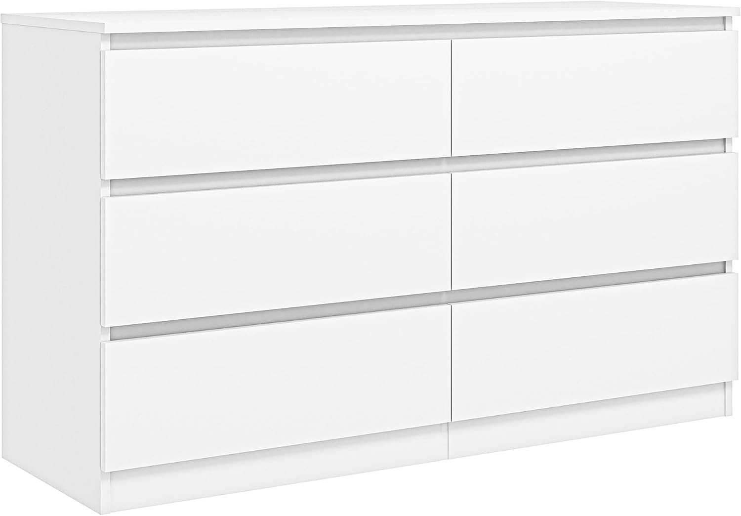 White Dresser 6 Drawer, Modern Double Dresser for Bedroom, Wood Chest of Drawers