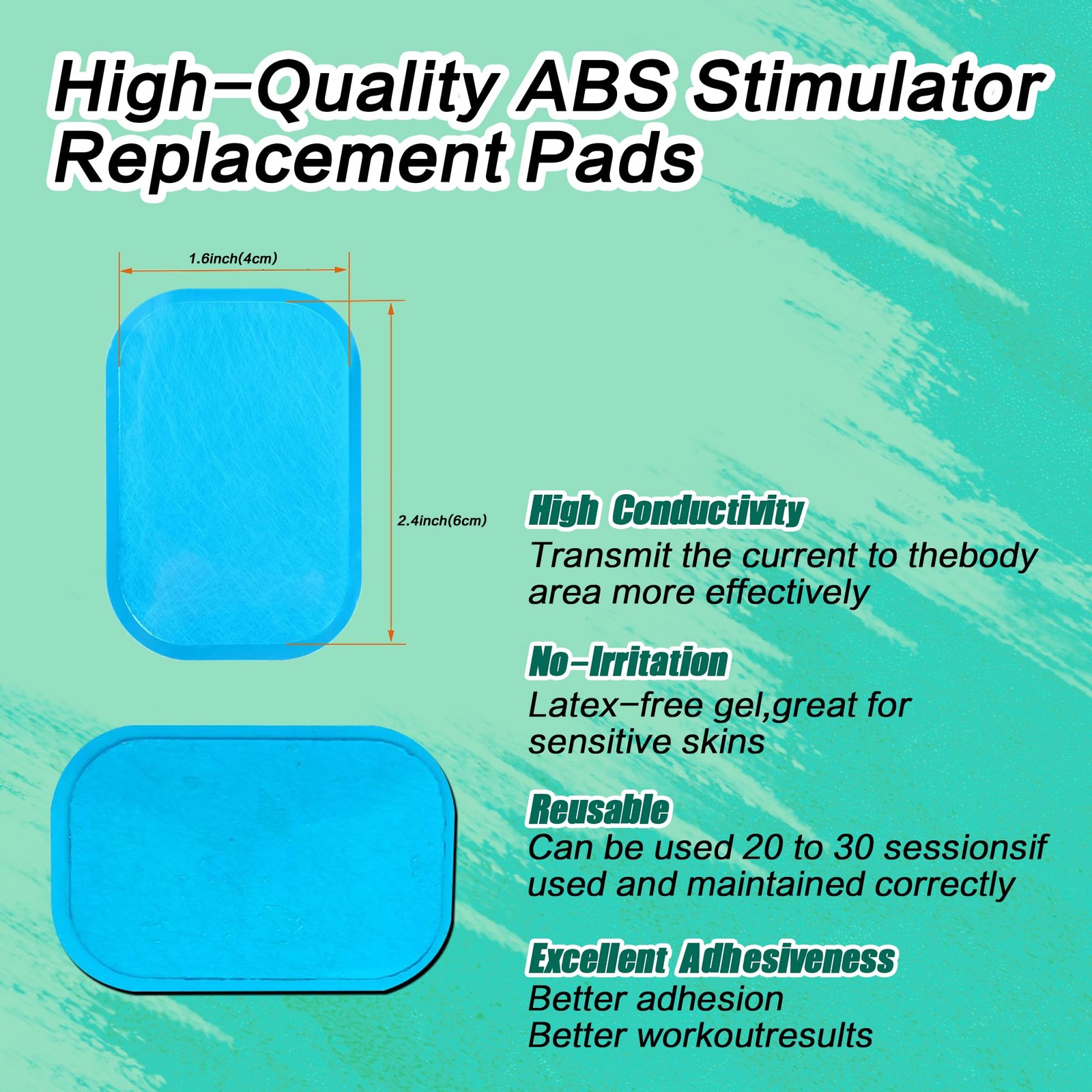 50 Pcs Gel Pads for ABS Stimulator Training Replacement Muscle Accessory Bl