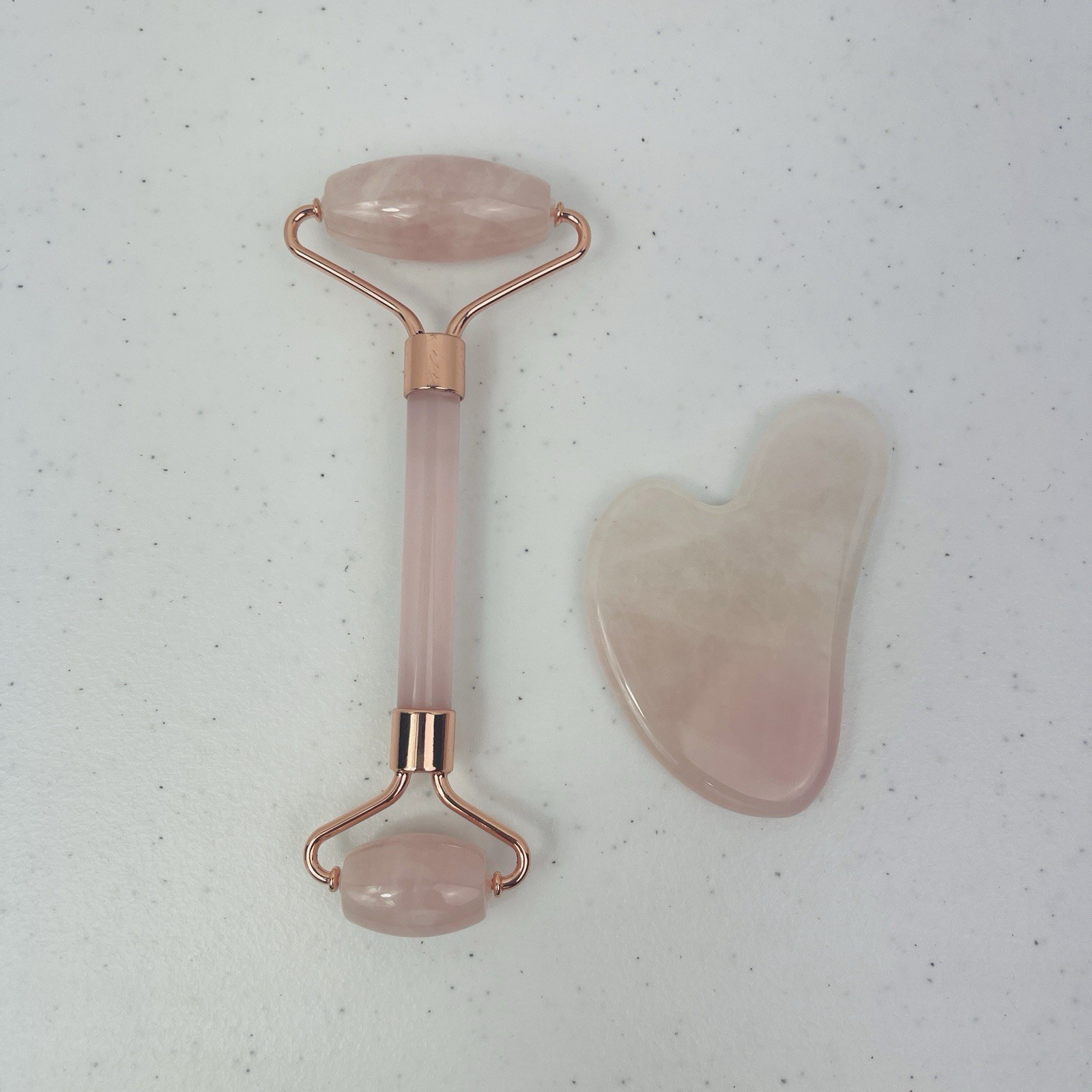 Rose Quartz Jade Roller Gua Sha Face Body Therapy Massager Stone Set