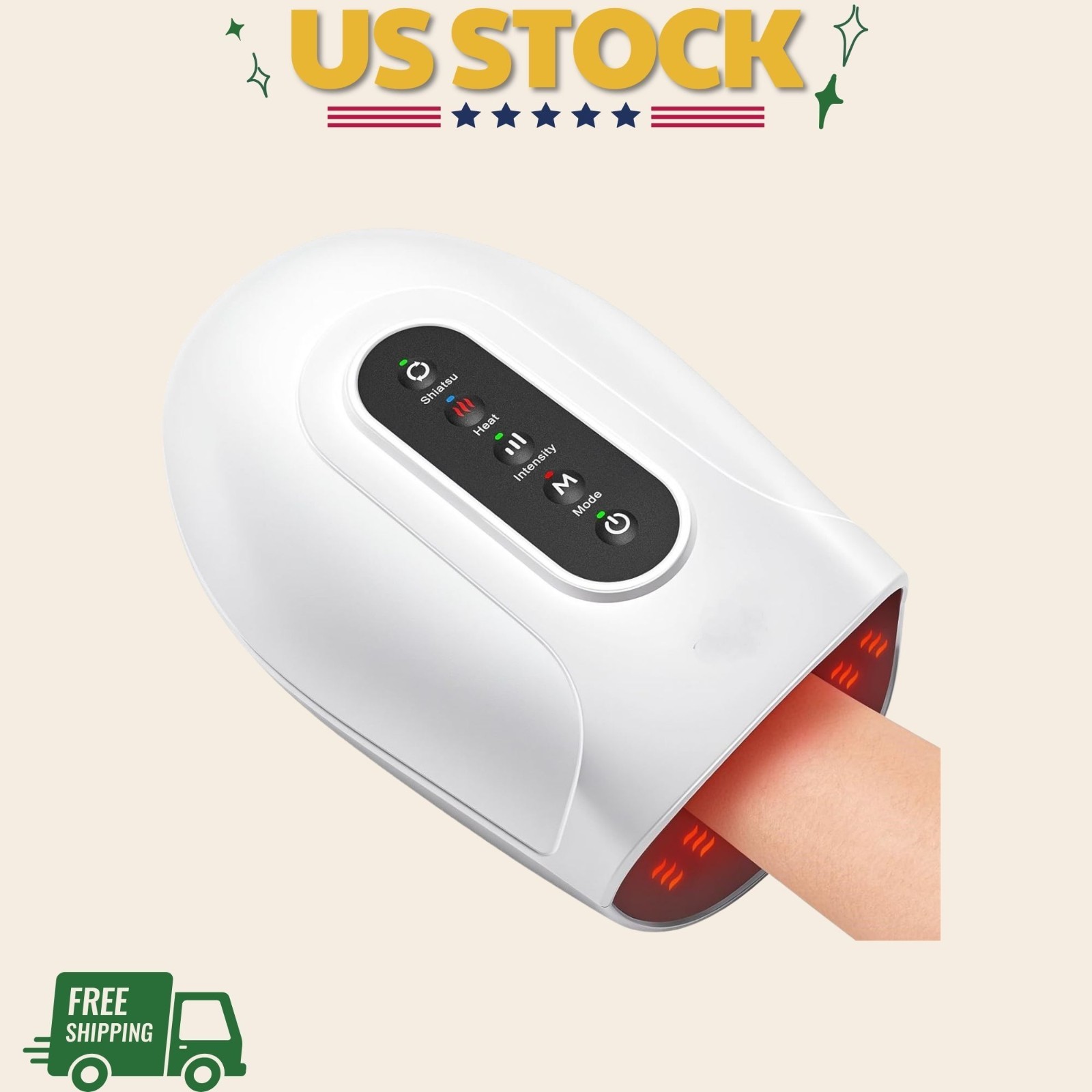 NEW Cordless Hand Massager with Heat & Kneading Rollers White