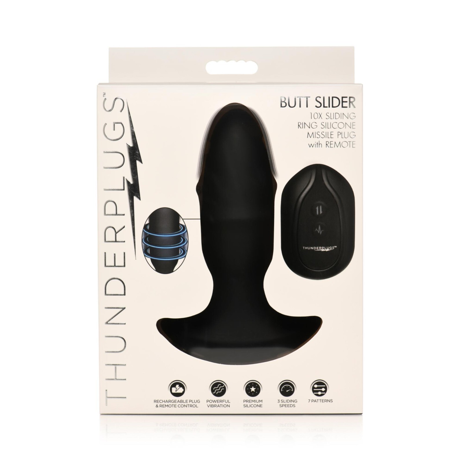 10X Sliding Ring Silicone Missile Plug with Remote