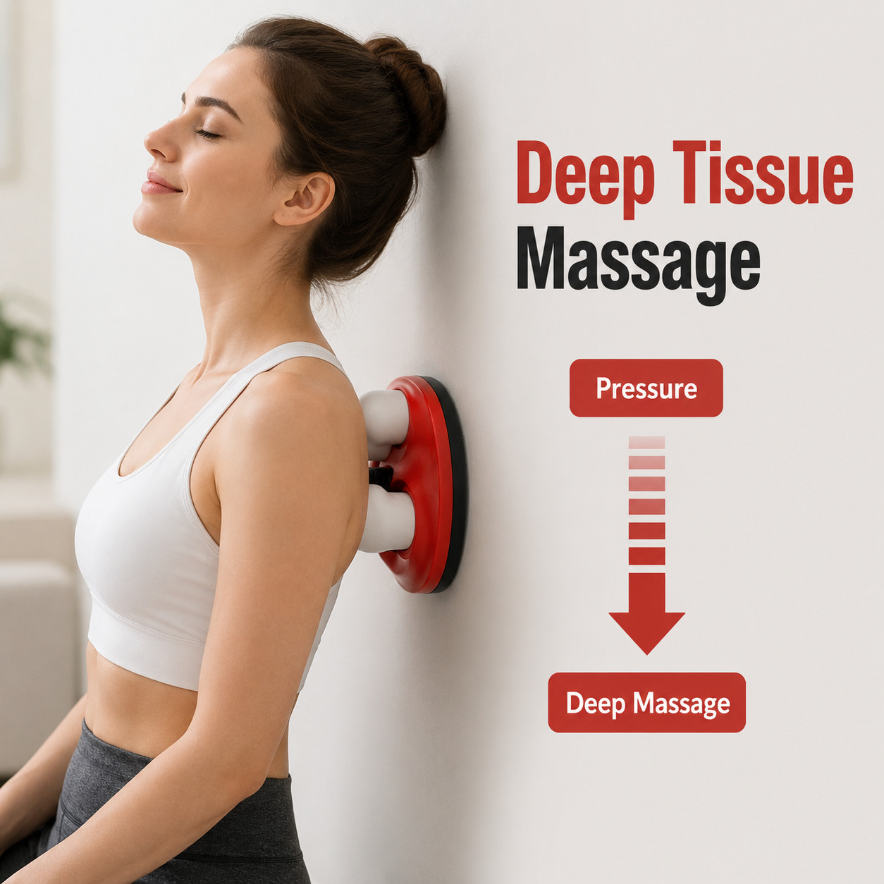 Neck & Back Massager Wall Mounted Deep Tissue Massage Adjustable Heads Hands-Fre