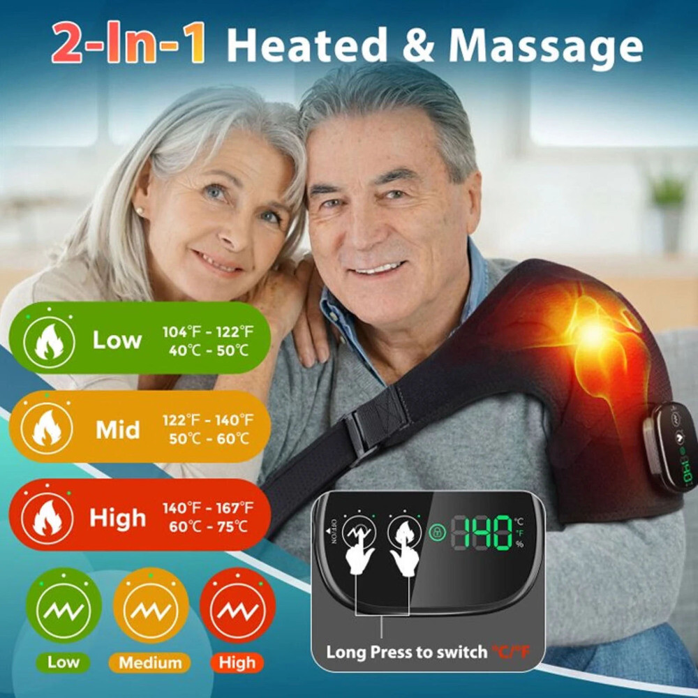 Heated Shoulder Wrap, Shoulder Massager with Vibration Heating For Pain Relief