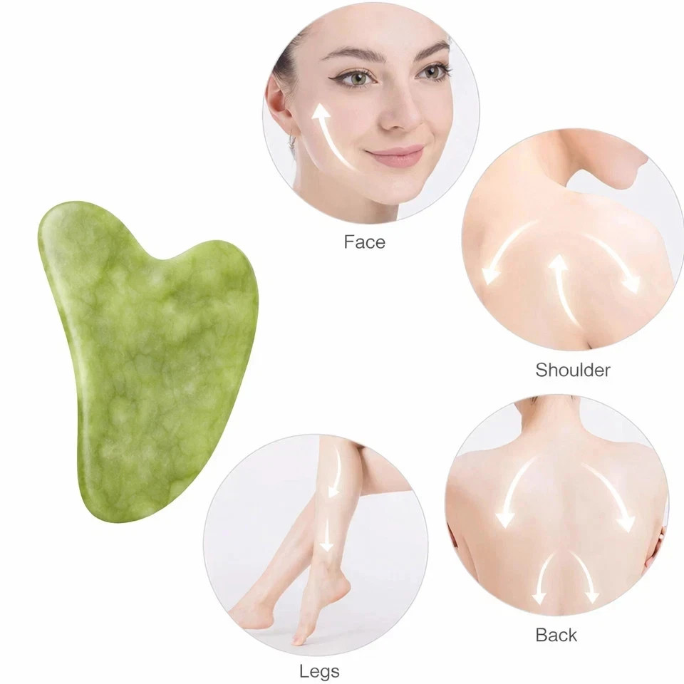 Natural Jade Gua Sha Beauty Facial Roller Gua Sha Board Set Face Massager Tool