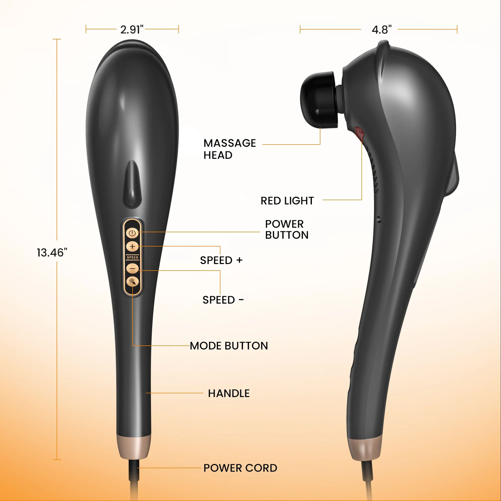 Rechargeable Handheld Massager, Corded Deep Tissue Shiatsu Massager for Neck, Ba