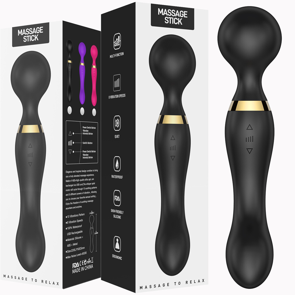 Multi-Speed Vibrating Magic Personal Massagers Wand Massage Body Rechargeable