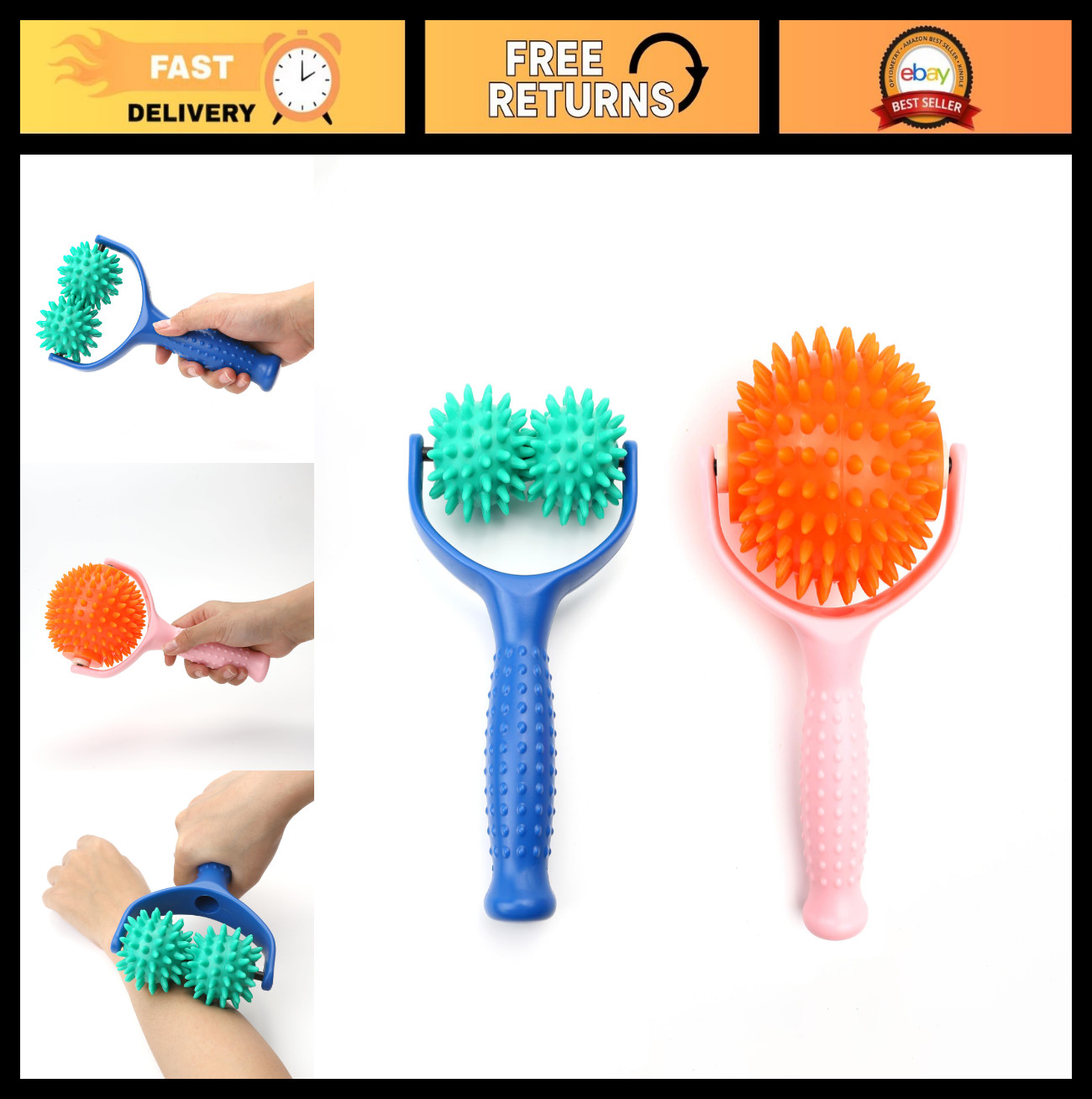 2PCS Portable Spiky Massage Balls – Deep Tissue Muscle Relaxation Tools, Pain Re