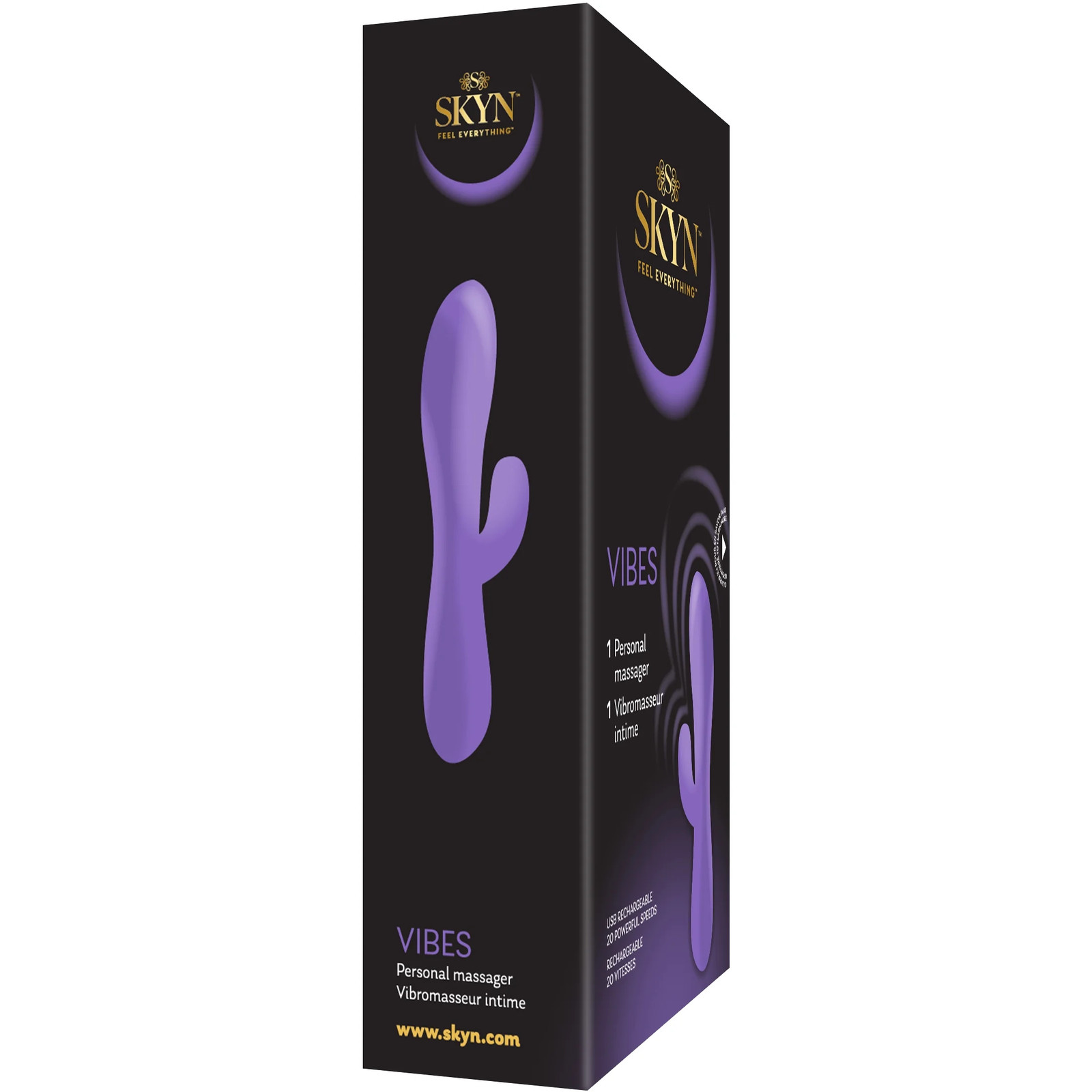 SKYN Vibes Personal Massage Wand Vibrator, 20 Speeds, Purple, 1 Count