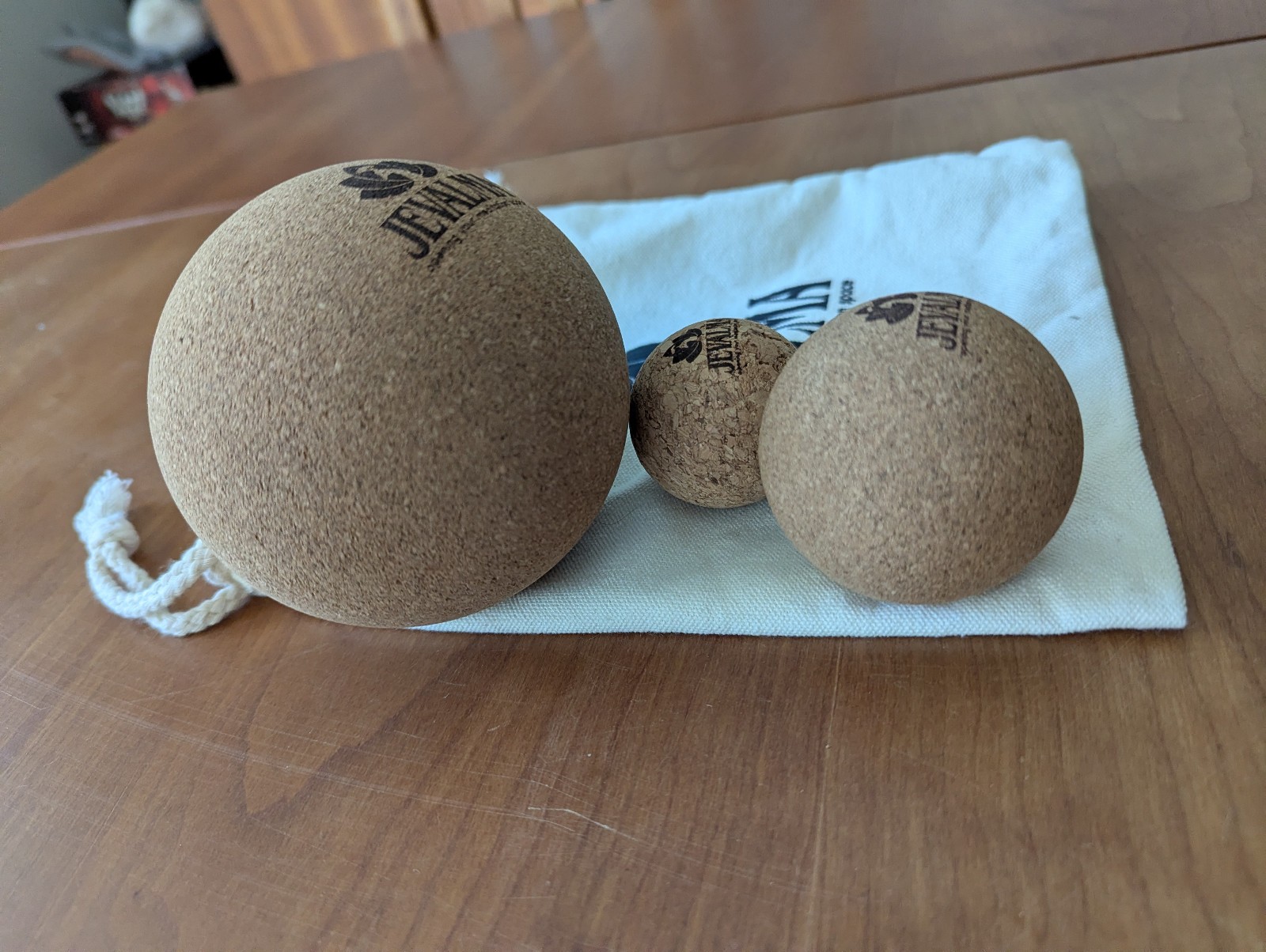 Jevalma 100% Natural Cork Ball Massage Set of 3, Deep Tissue w/ Drawstring Bag