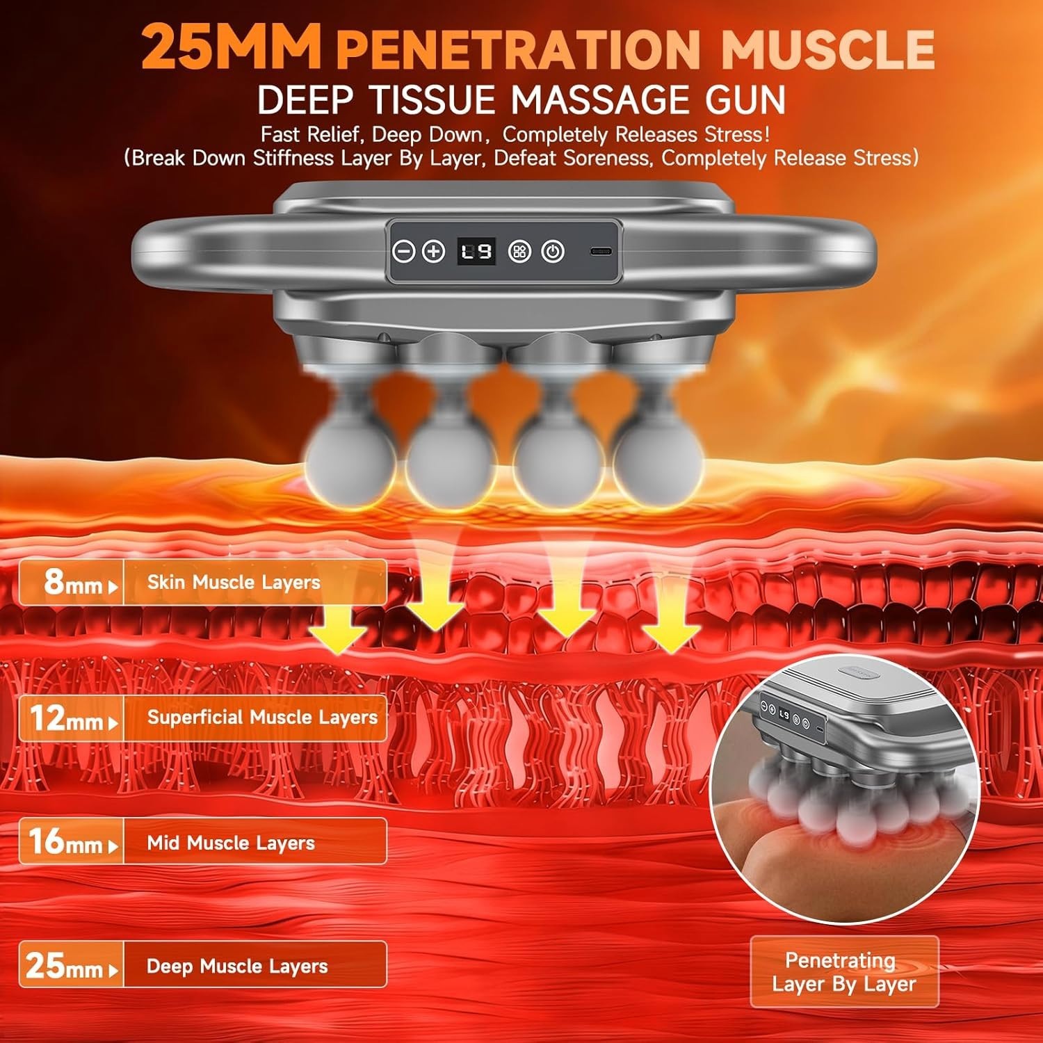 NEW Back 16Head Massage Gun Deep Tissue Percussion Massager, Electric Massage