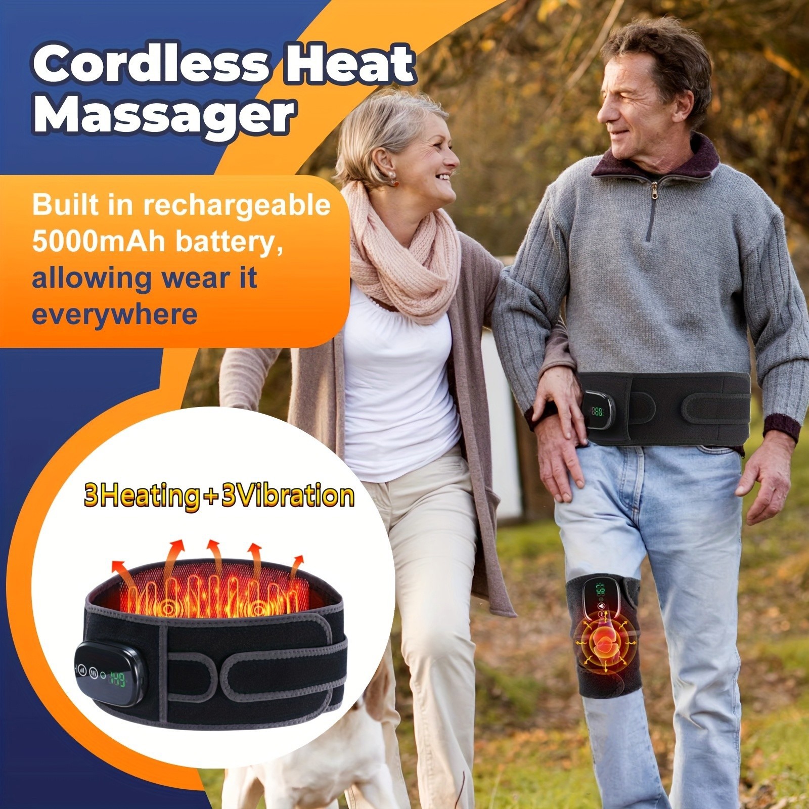 Massage Waist Belt Electric Infrared Heated with Back Support Vibration Massager