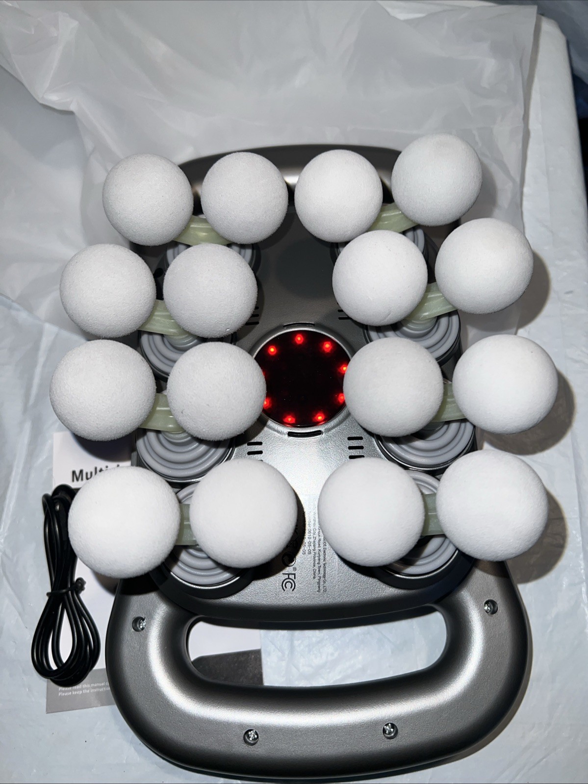 16-Head Deep Tissue Massage Gun with Red Light Therapy, 9-Speed Body Massager
