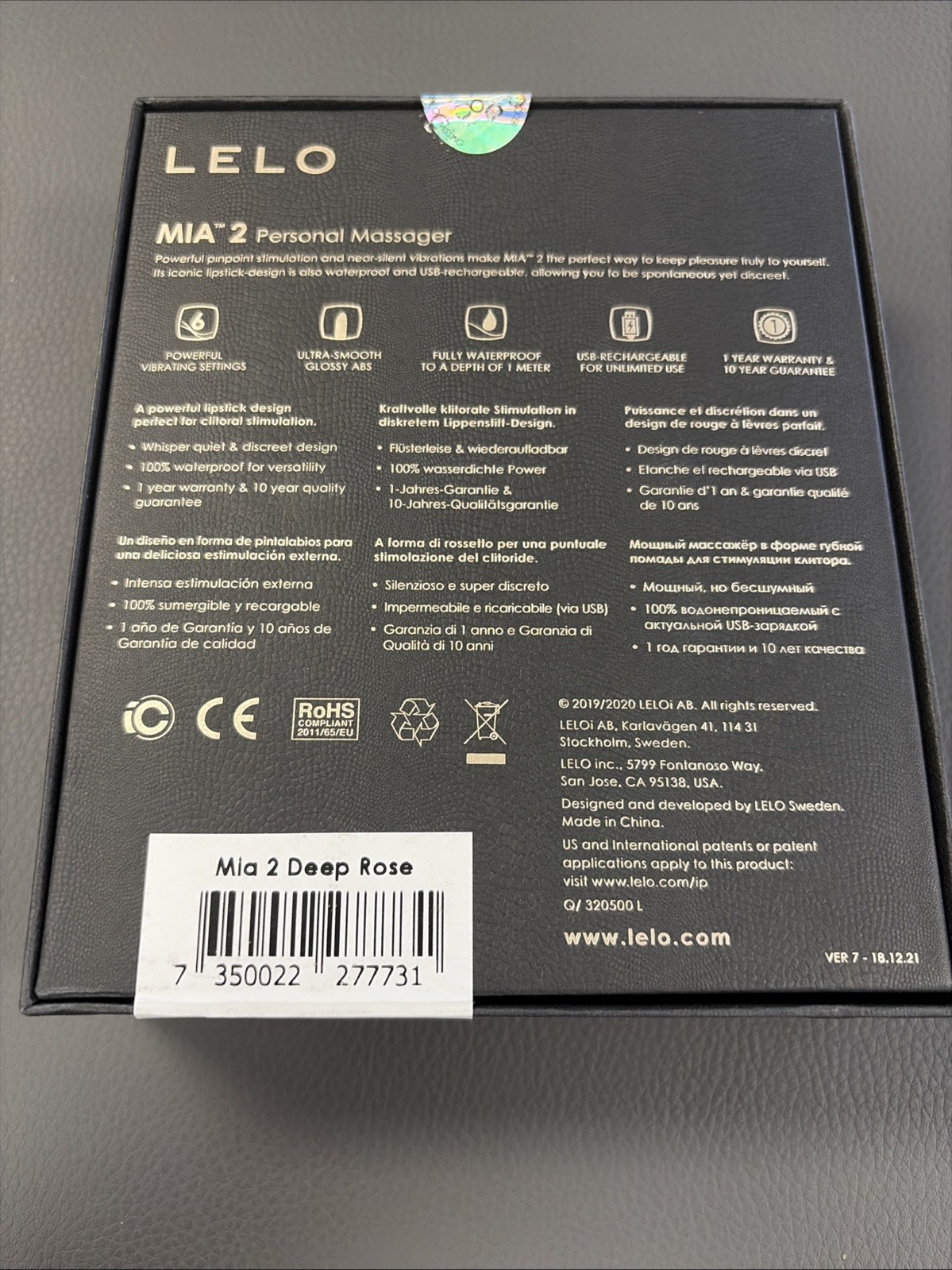 LELO MIA 2 Personal Massager Deep Rose NEW