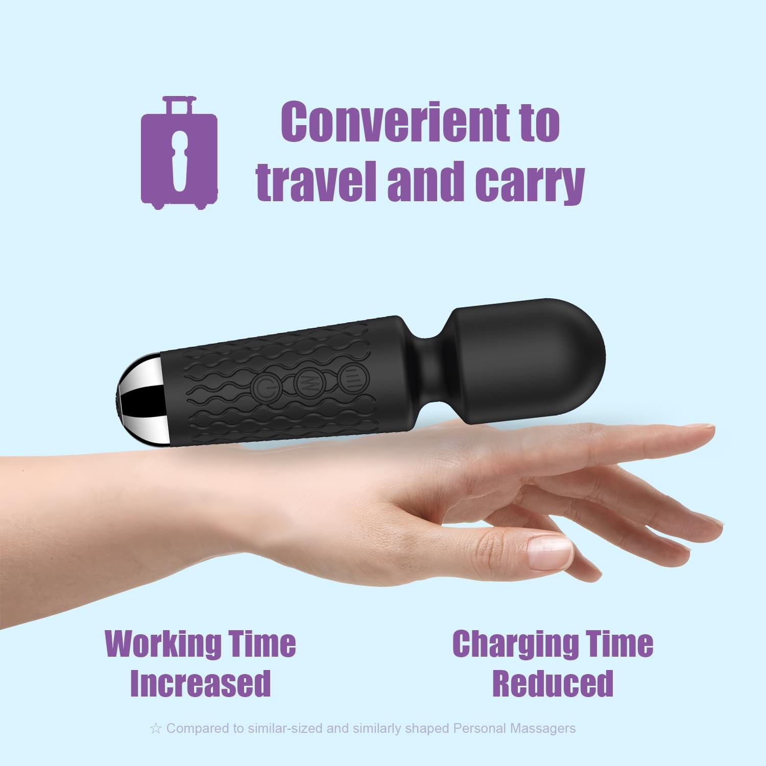 AEVEONE Personal Massager – Handheld Wand Feature, Quiet & 2 Piece Set, Black