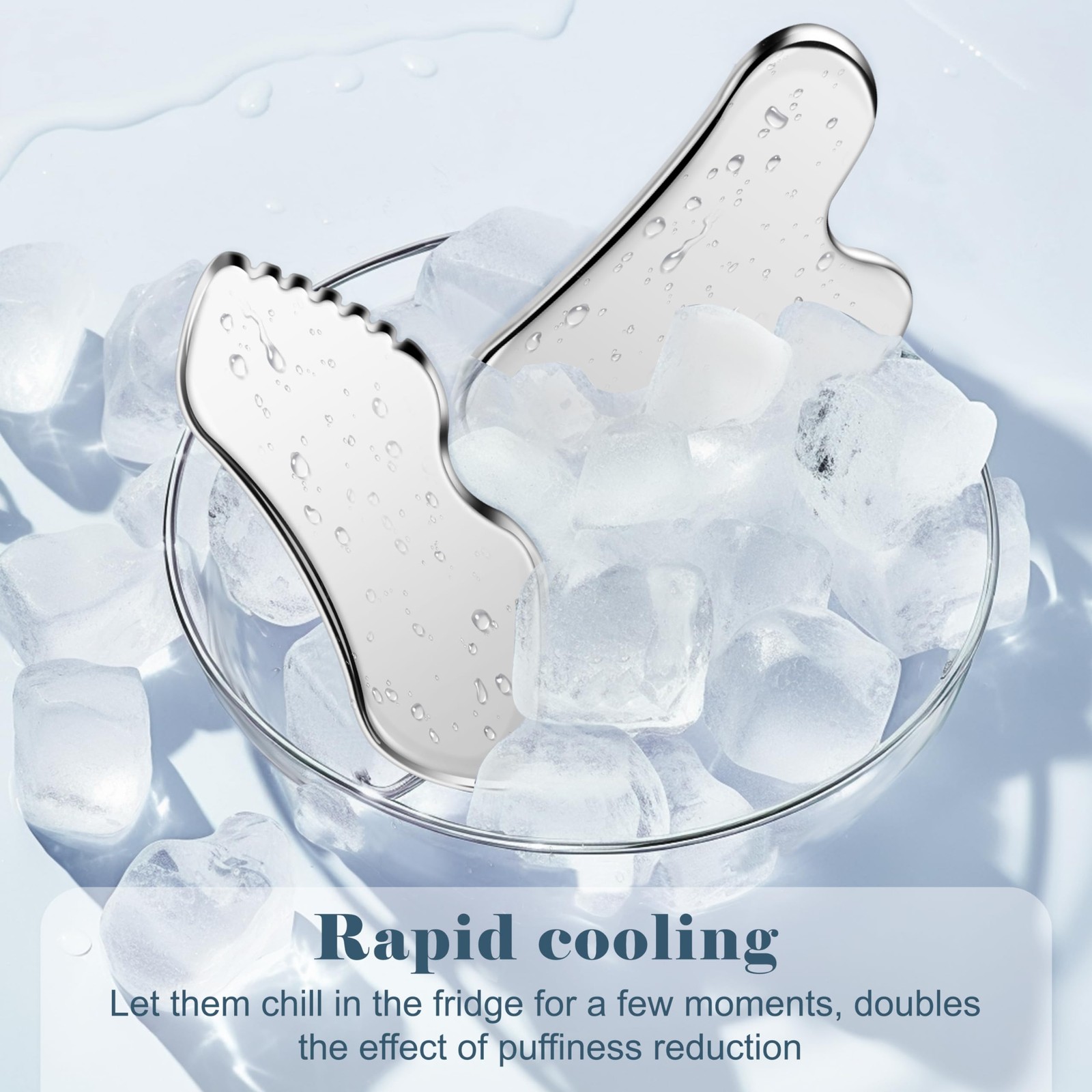 2 Pcs Stainless Steel Gua Sha Tool Facial Jawline Sculpting Face Massager