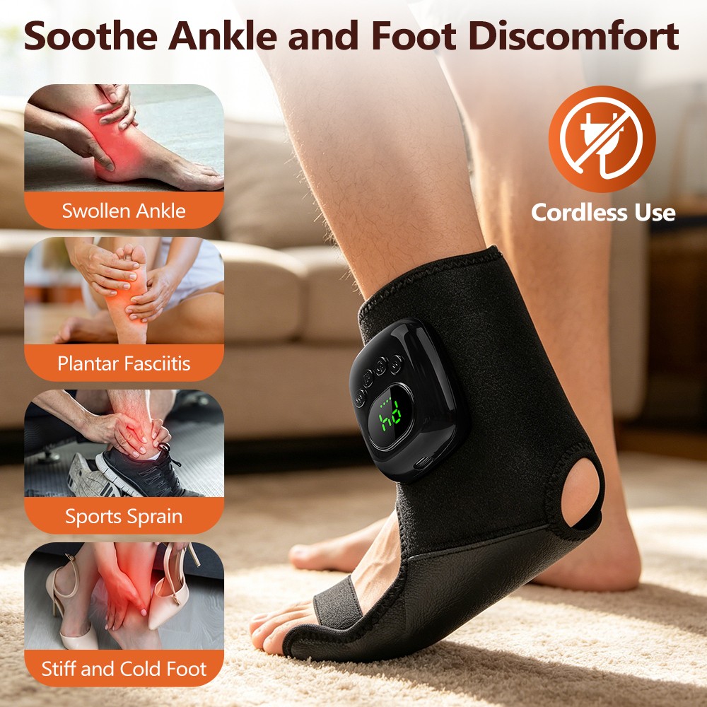 2/1pcs Foot Ankle Massager for Circulation, Pain Relief w/ Heat and Compression