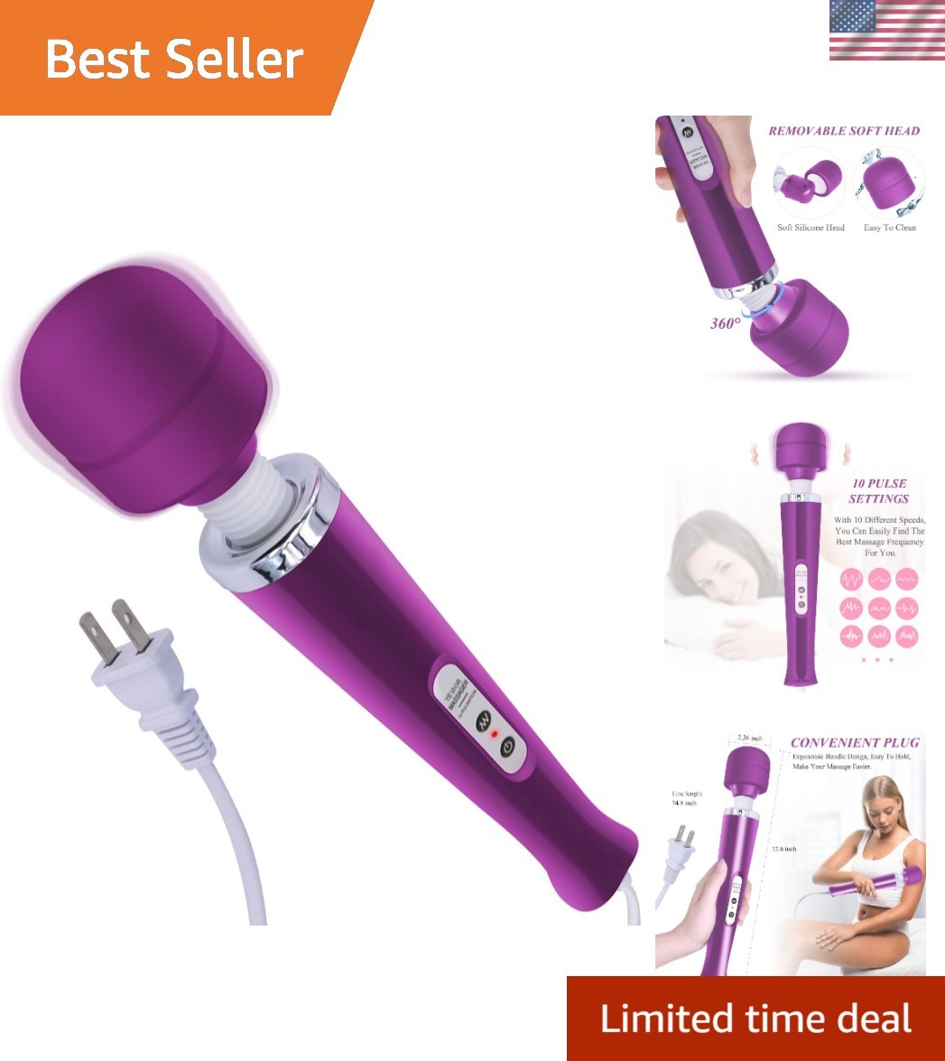 Wired Handheld Back Massager – 10 Pulse Settings for Total Body Relief in Purple