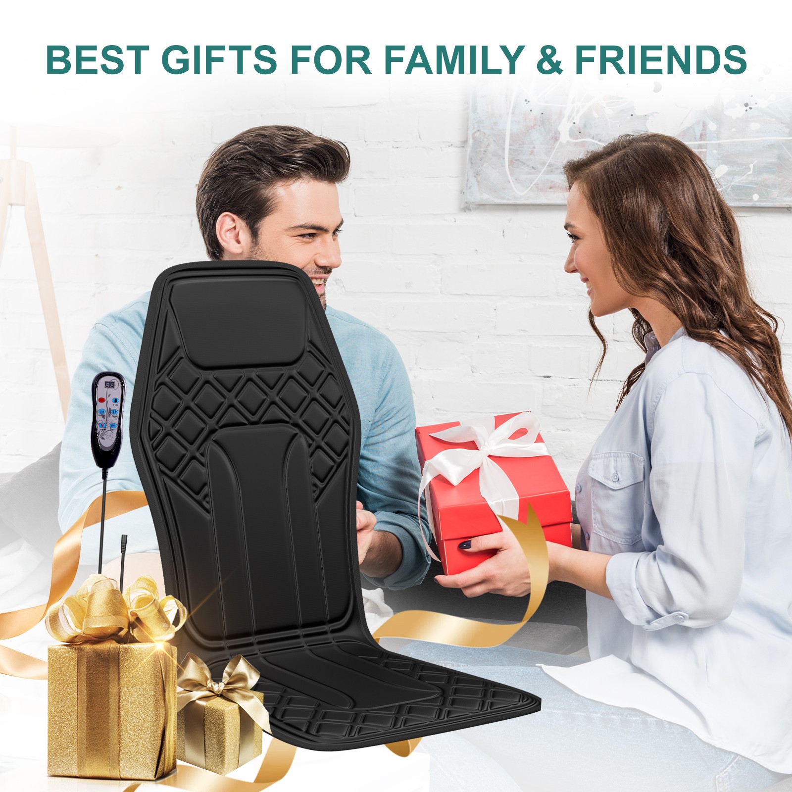 New 9 Mode Seat Chair Massager Pad with Heat Seat Cushion Back Neck Massager