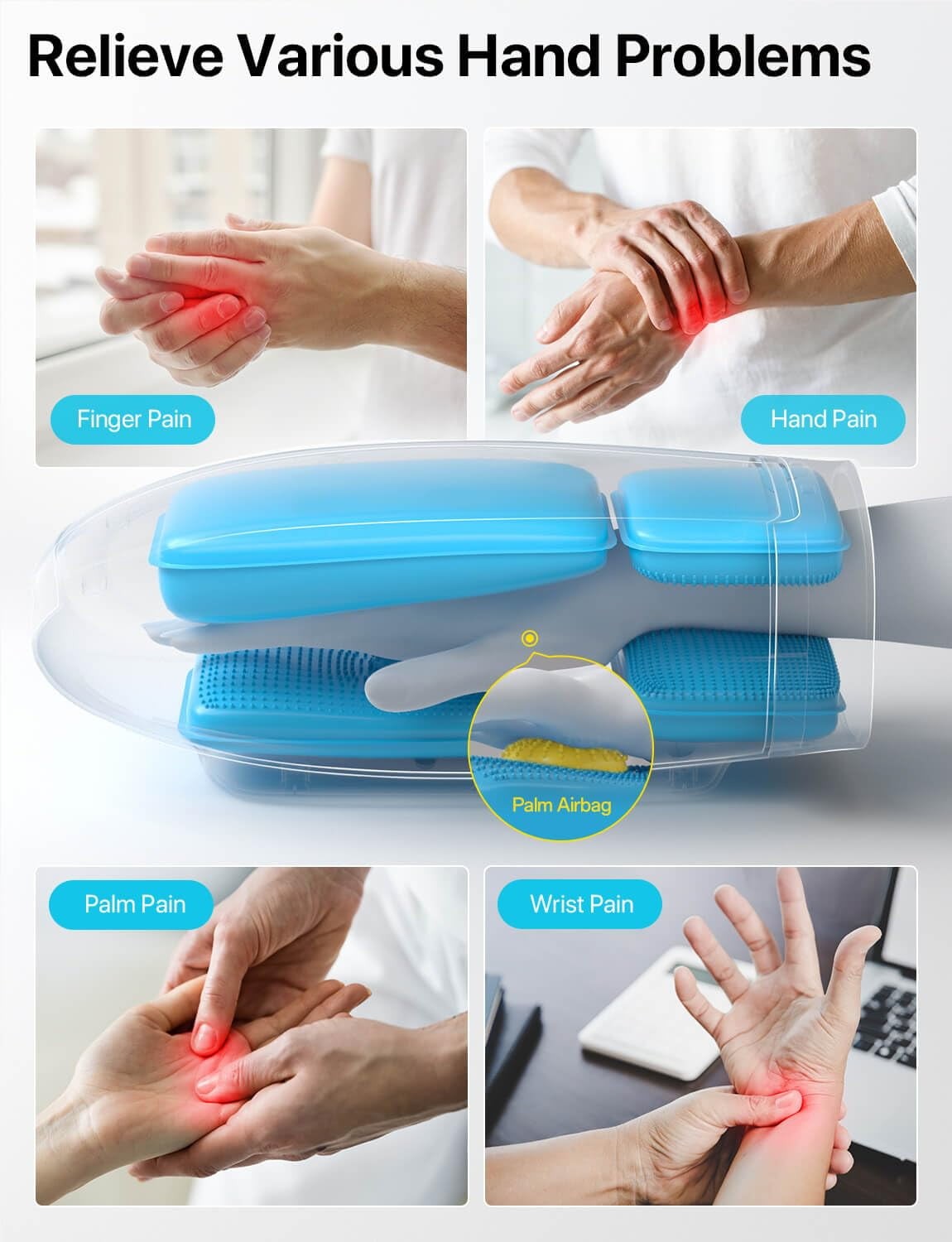 Hand Massager with Heat and Compressionfor Carpal Tunnel and Finger Numbness, 6