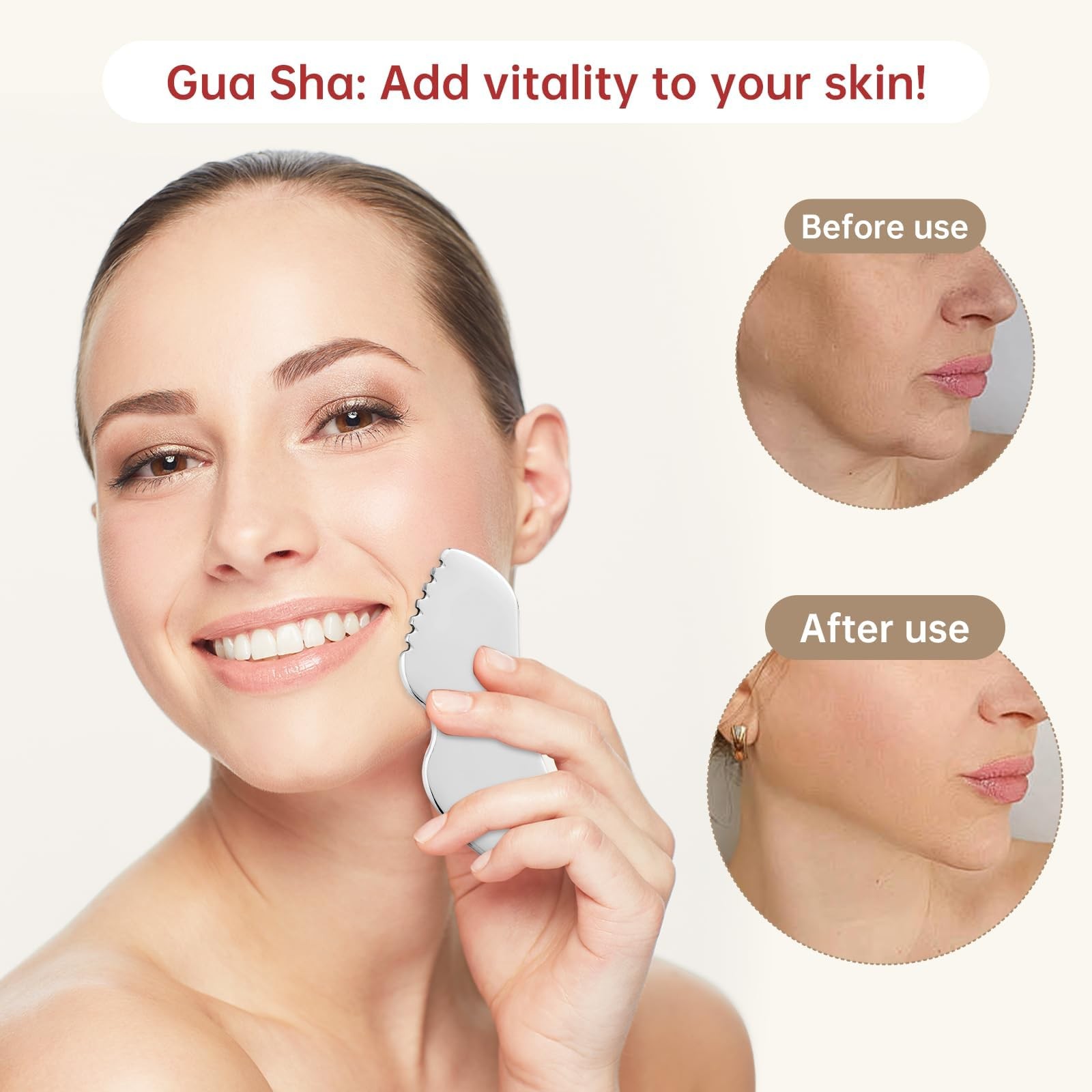 Stainless Steel Gua Sha Facial Tools Metal Detail Gua Sha Stone Body Lymphatic