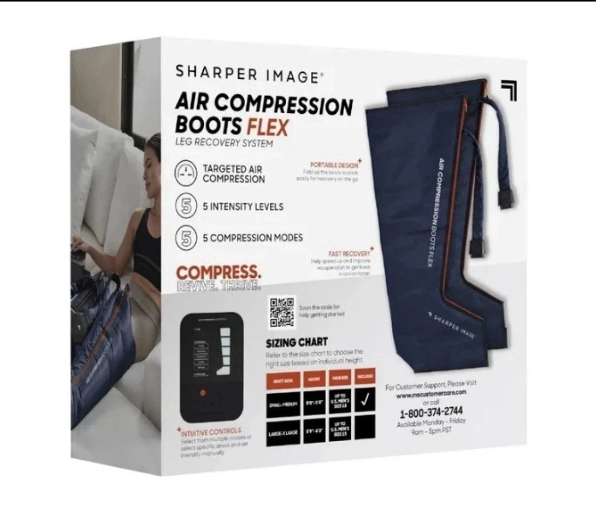 Sharper Image Air Compression Boots Flex Leg Recovery System Small/Medium Blue
