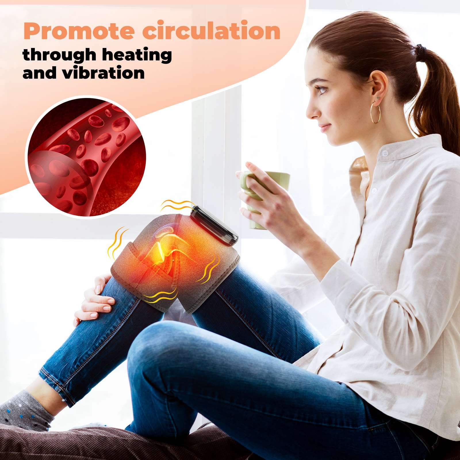 3in1 Cordless Heated Vibration Massager Knee, Shoulder, Elbow Joint Pain Relief