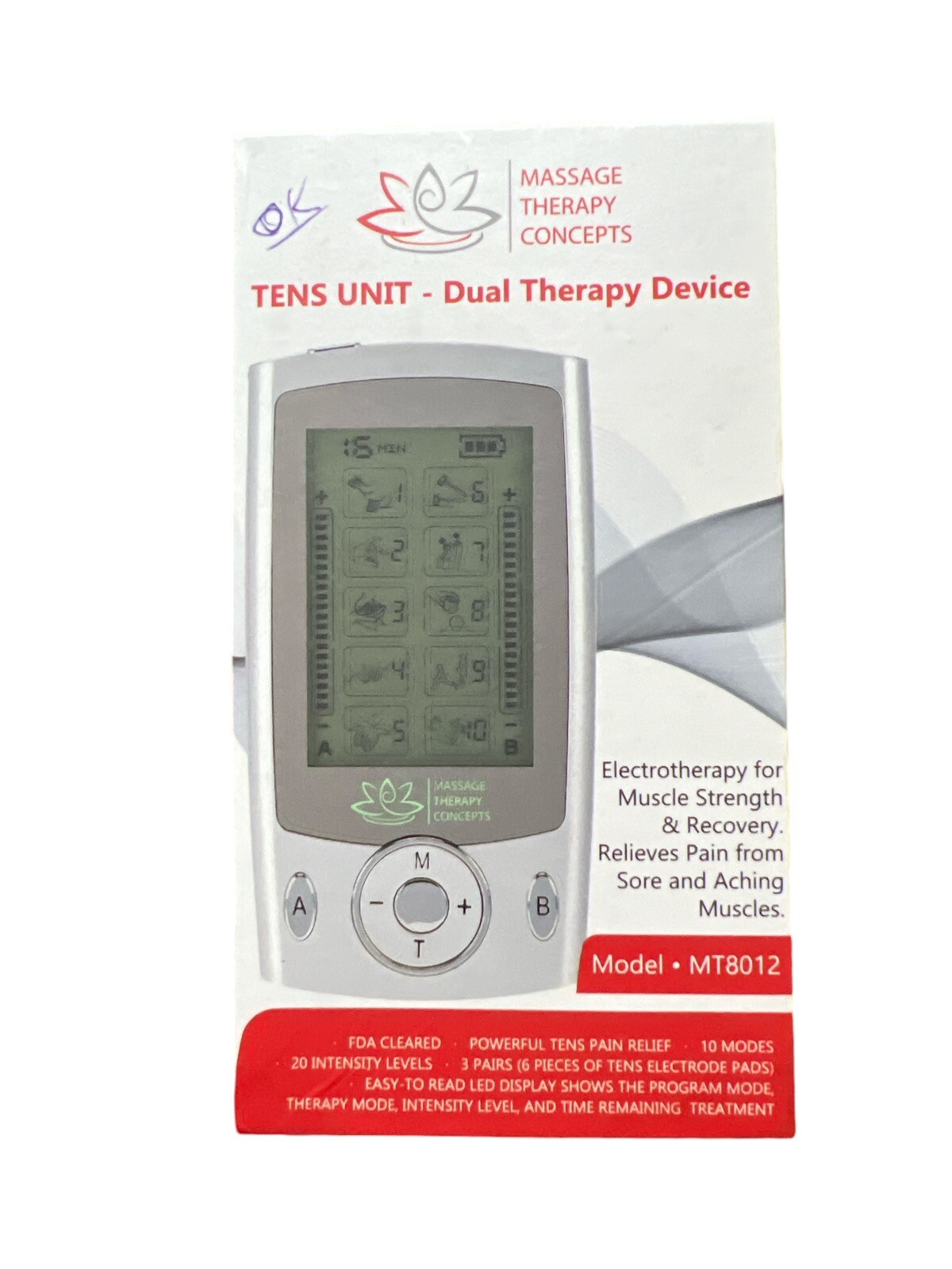 Muscle Stimulator – 2 Channels, 10 Modes 20 Intensity Levels Mini Tens Unit