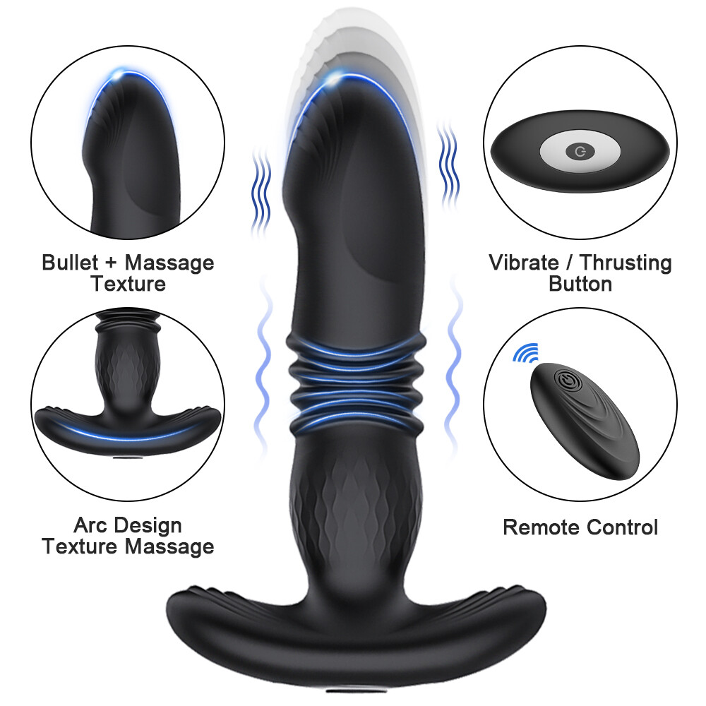 Telescopic Powerful Prostate Massager Remote Male Women Waterproof Vibrators