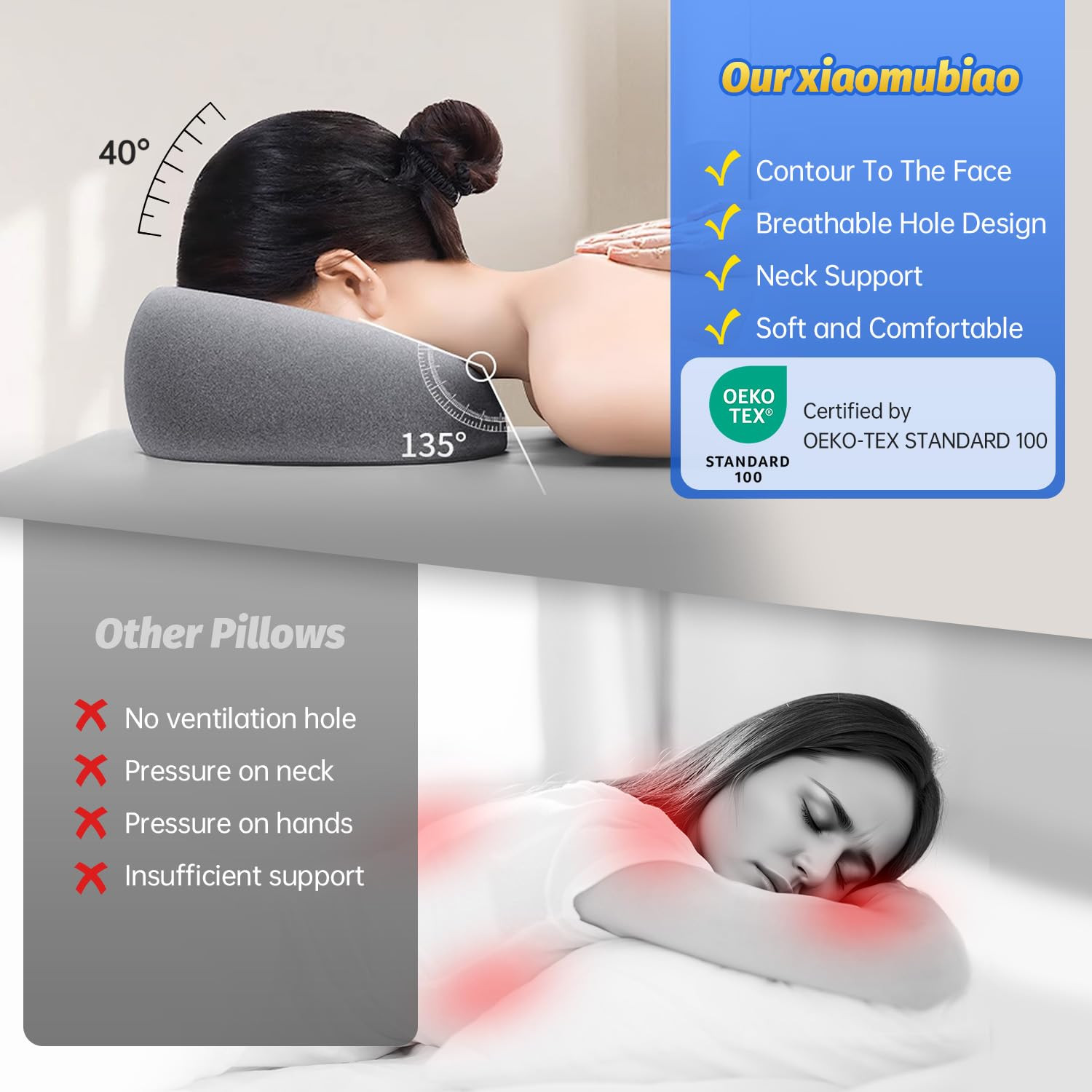 Face down Pillows for Massage Table, Massage Headrest for Bed, Face Pillow for S