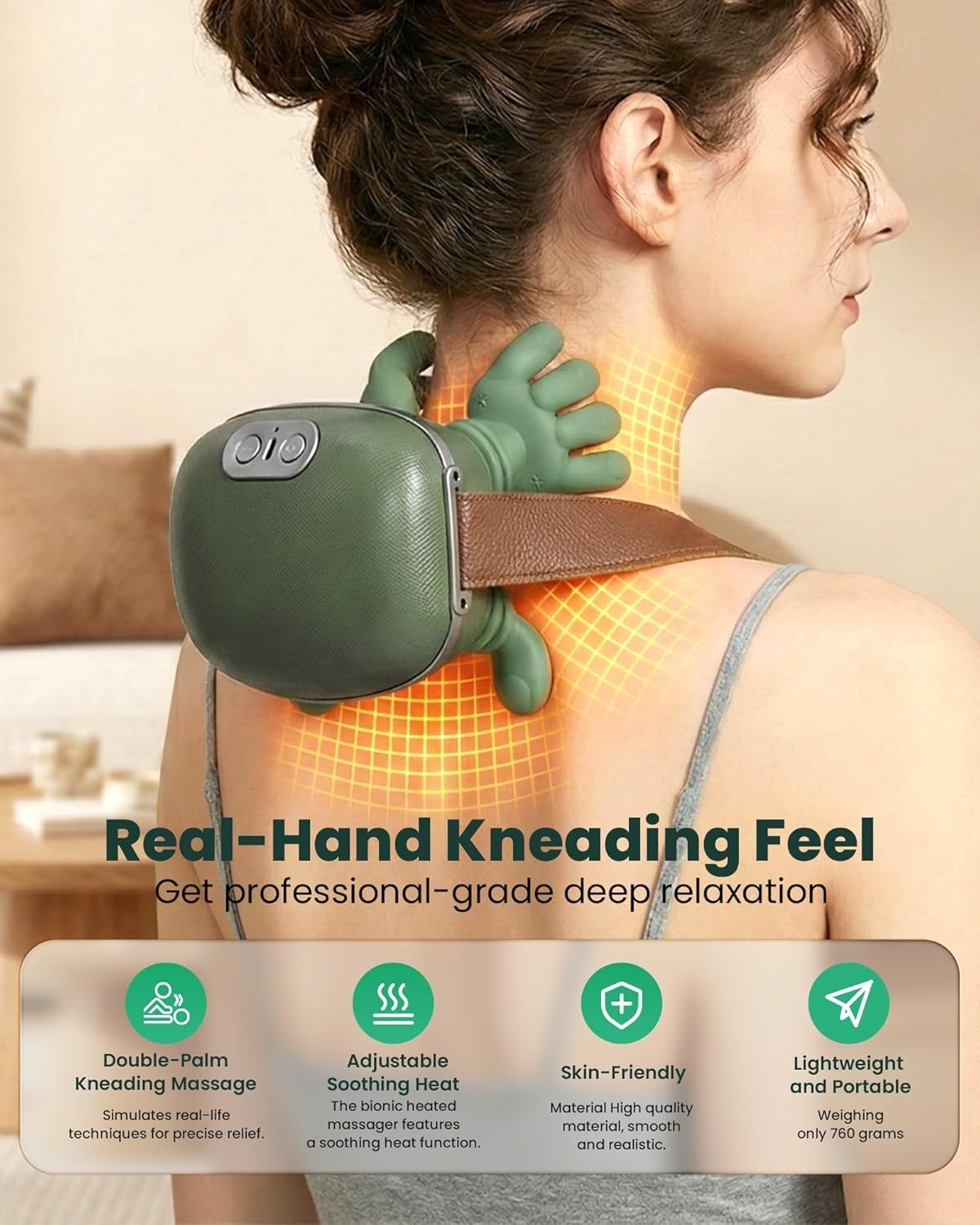 The Handiva Massager With Heat Neck Massagers, Deep Tissue 3D Kneading Shiatsu