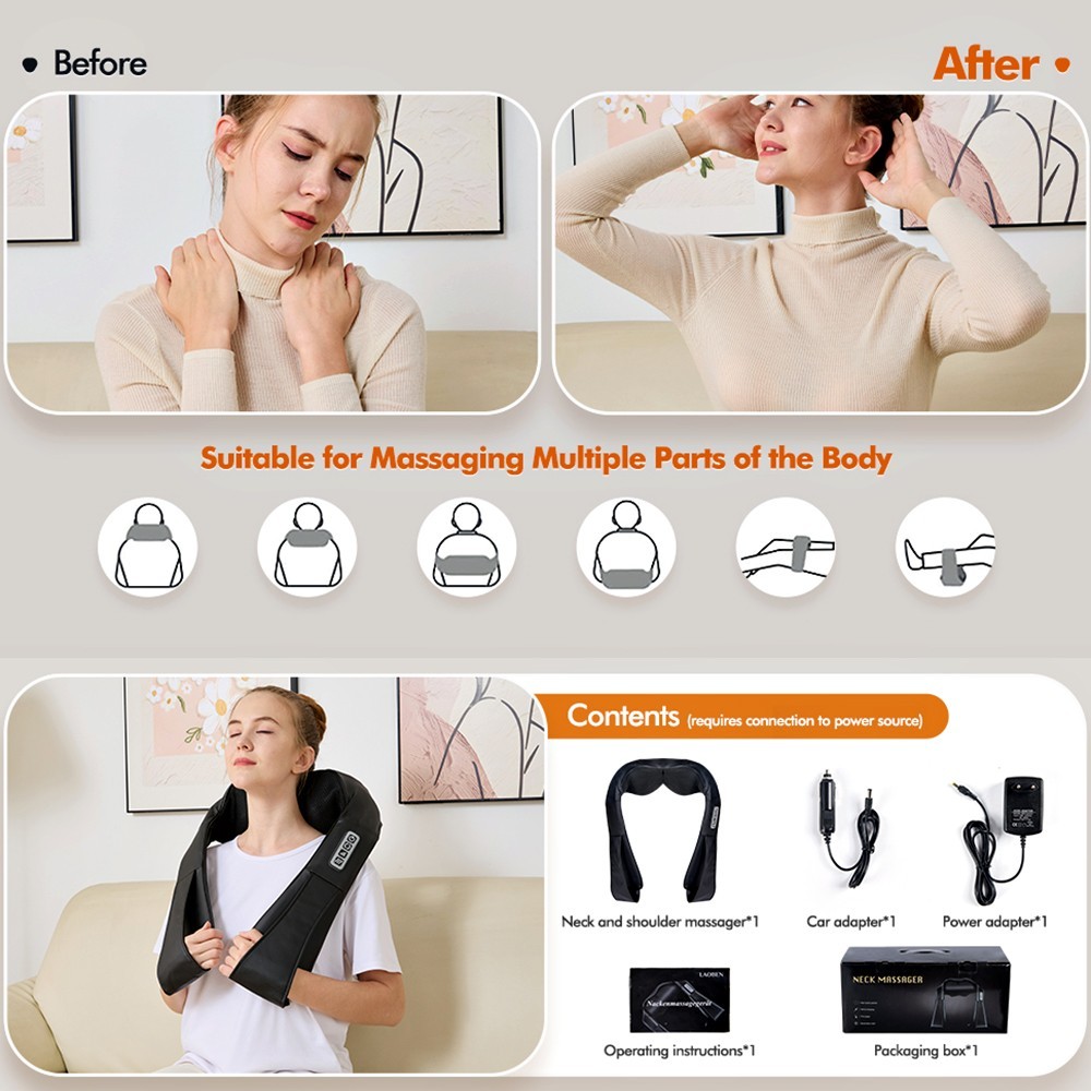 SHIATSU NECK SHOULDER MASSAGER ELECTRIC WITH HEAT DEEP KNEADING BACK WAIST BEST