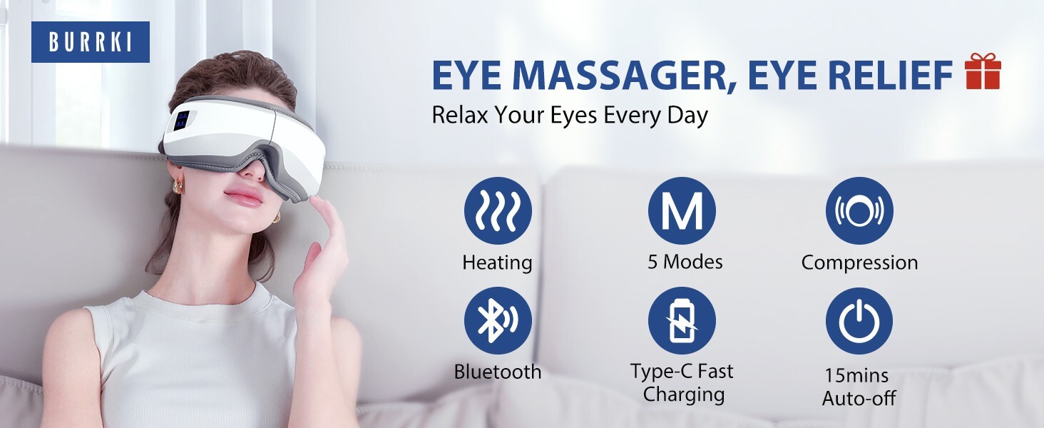 Eye Massager with Heat & Bluetooth Music, Christmas Birthday Gifts for Women …