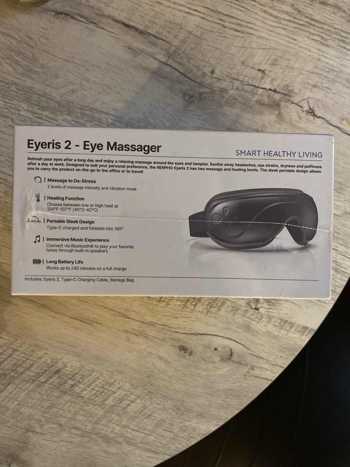 RENPHO EYERIS 2 Electric Eye Massager in Black Built in Bluetooth 2 Massage