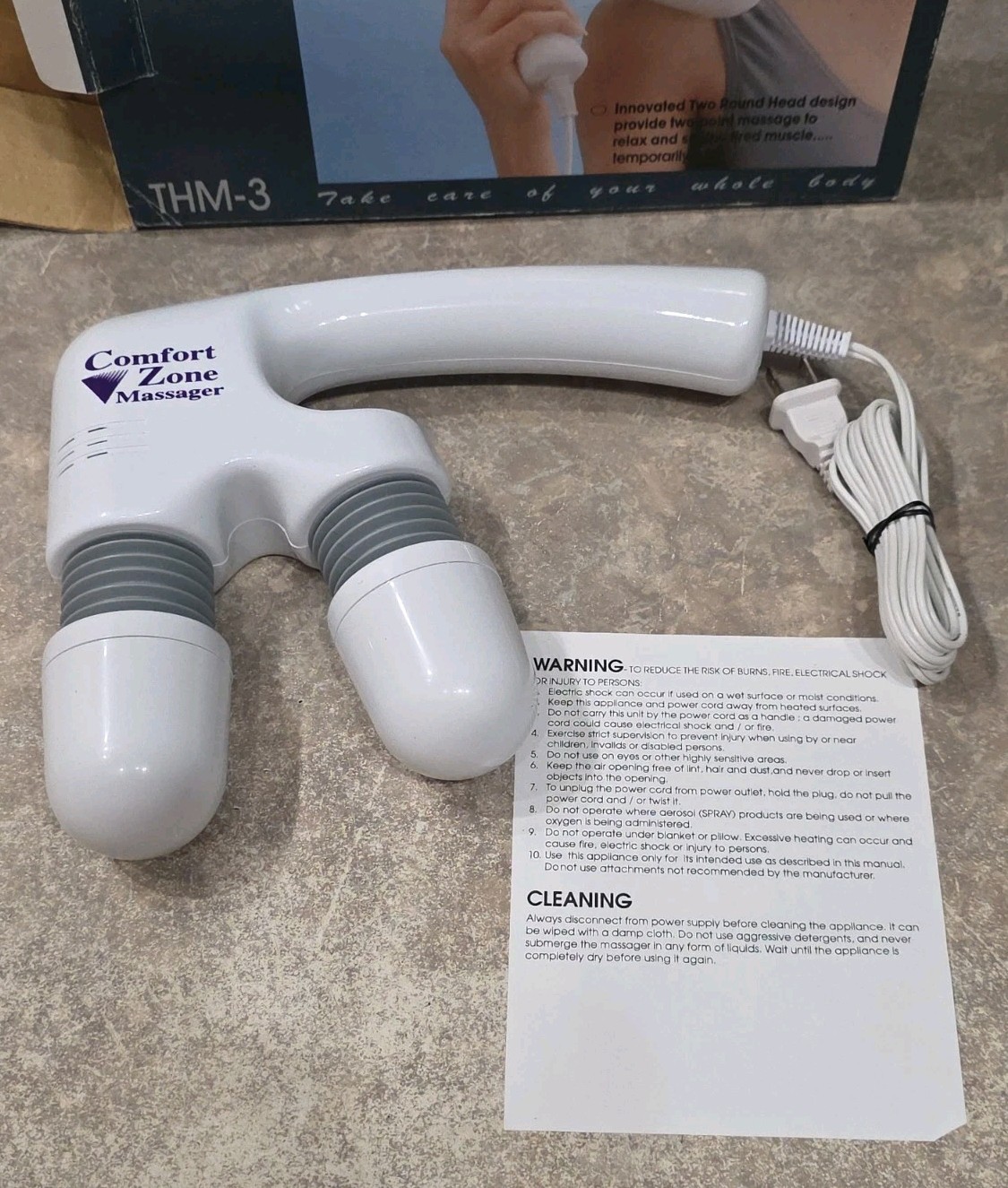 Comfort Zone Fitness Twin Head Massager THM-3 Two Speed 120V-18W