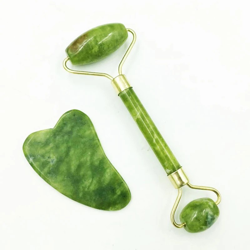 2 pcs Jade Roller and Gua Sha Set – Guasha Tool for Face – Skin Care Gift Set