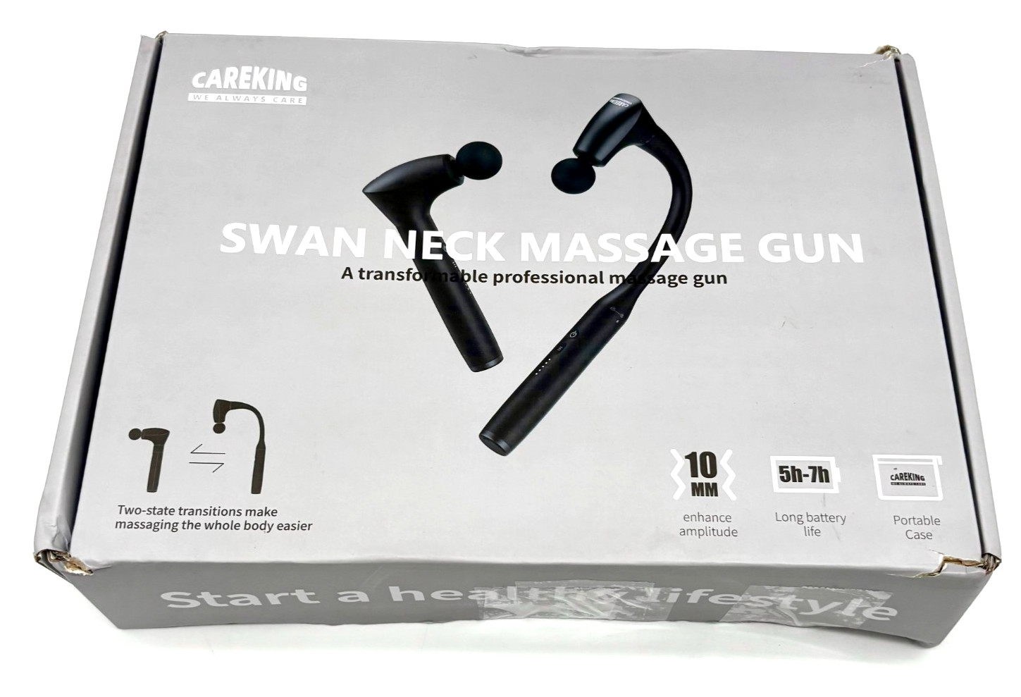 Careking 2-in-1 Deep Muscle Massage Gun 2800 RPM Rechargeable Black