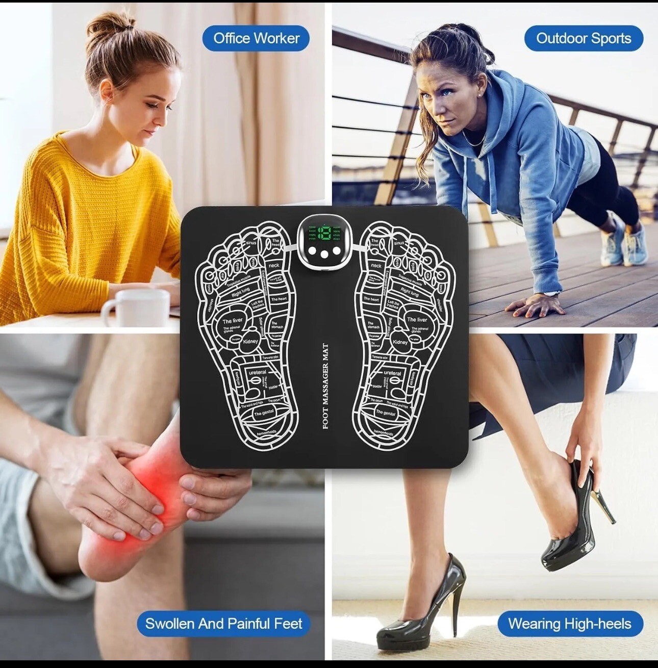EMS Foot Massager Mat–Foot Massager Pad–Foldable Feet and Calves Massage Machin