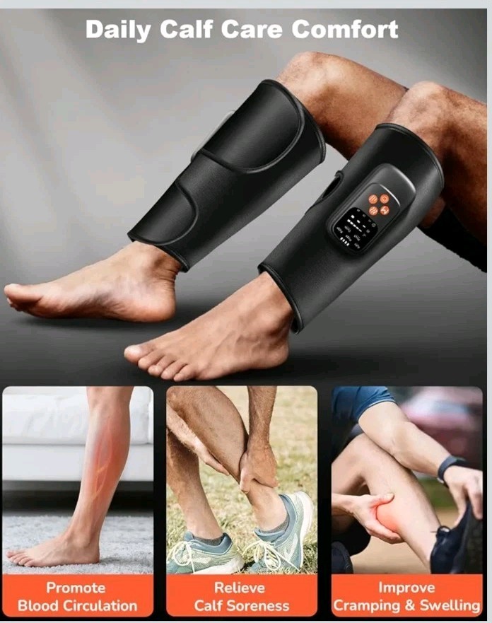 Air Compression Leg Massager with Heat : Sequential Calf Massager with 5 Modes