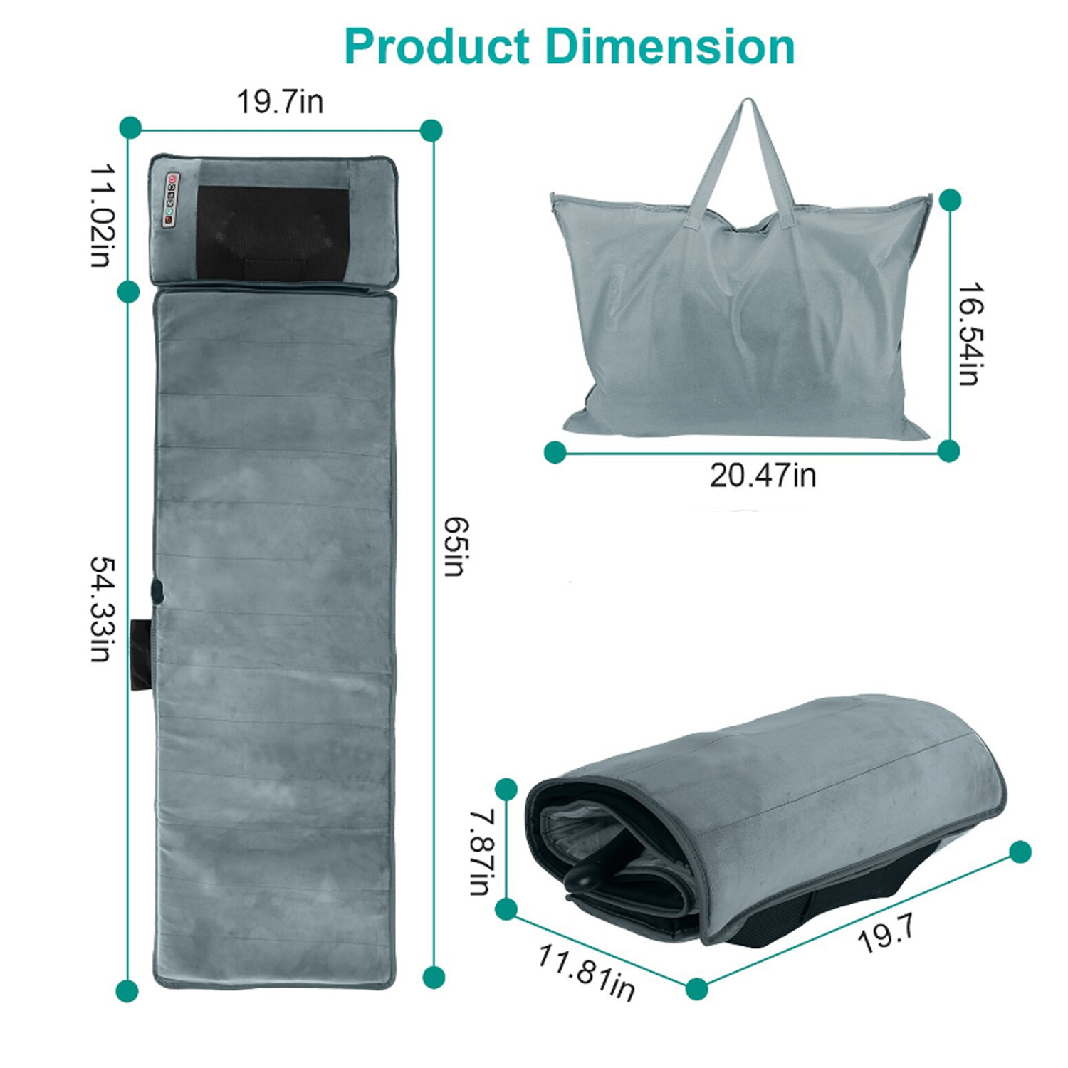 Electric Massage Mat Full Body Heating Vibration Massage Pad Neck Back Massager
