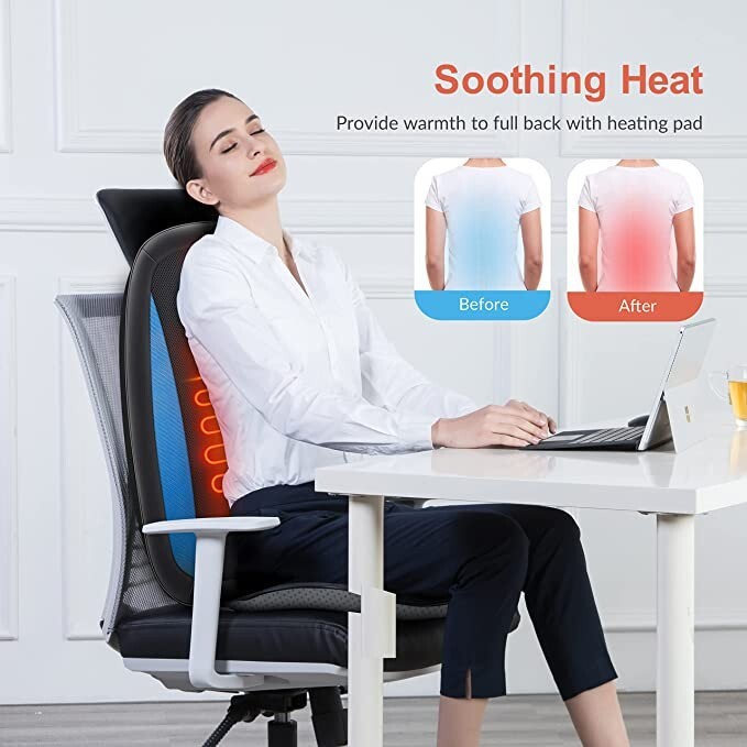Comfier Shiatsu Back Massager with Heat-Deep Tissue Kneading,MassageSeat Cushion