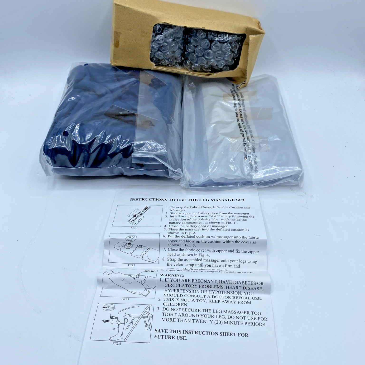 Avon Wellness Portable Inflatable Leg Massager Set Battery Operated NOS Sealed