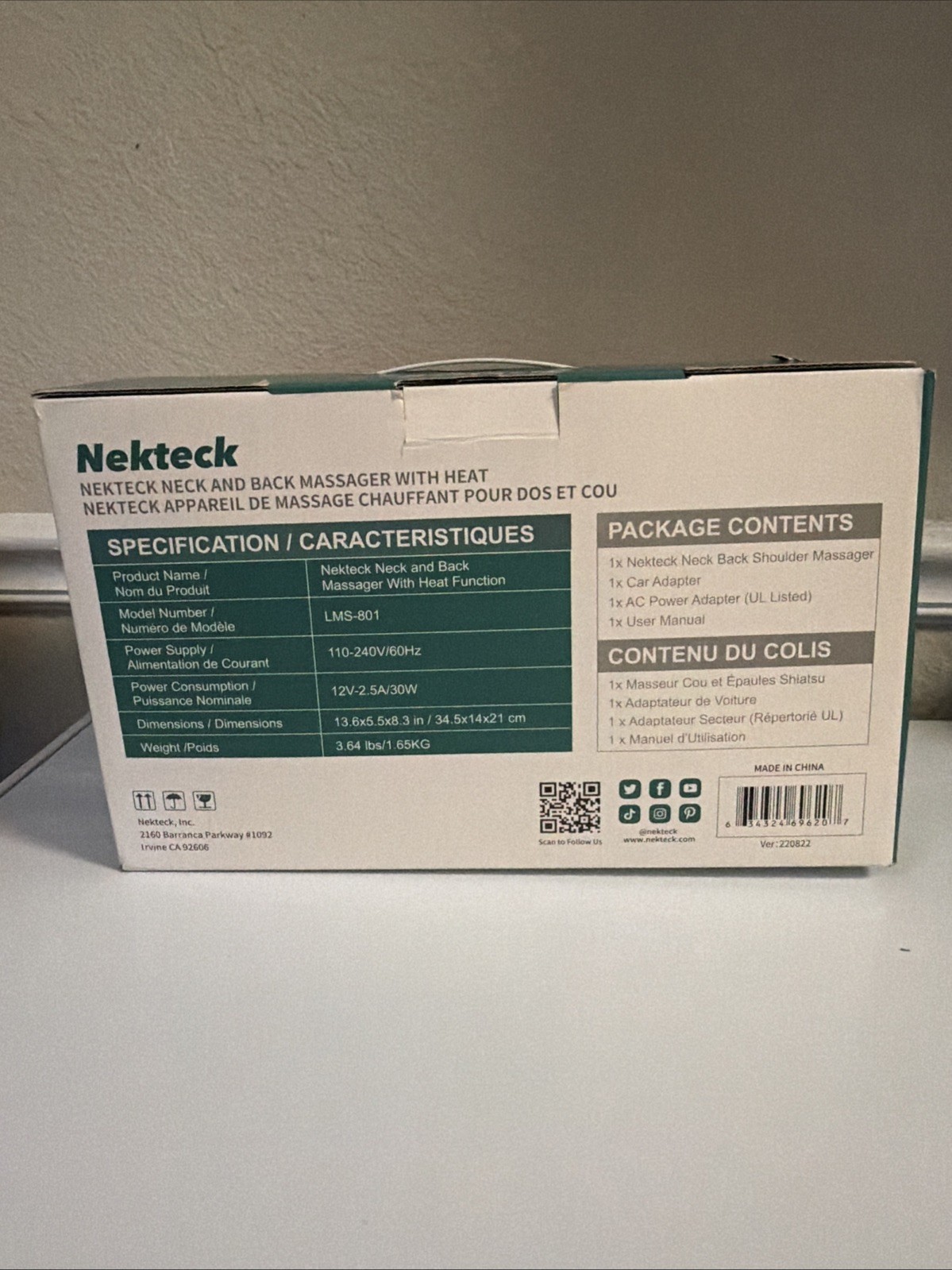 Nekteck Neck and Back Massager with Heat