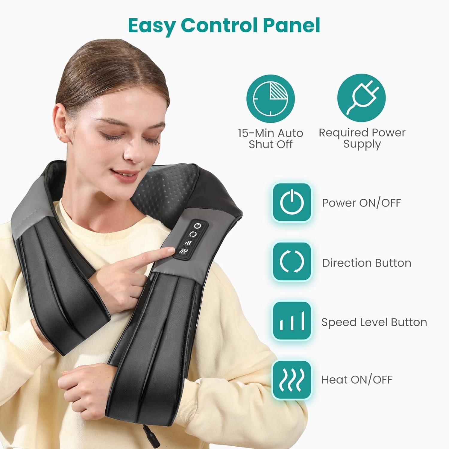 Nekteck Shiatsu Neck and Back Massager with Soothing Heat, Electric Deep Tiss…